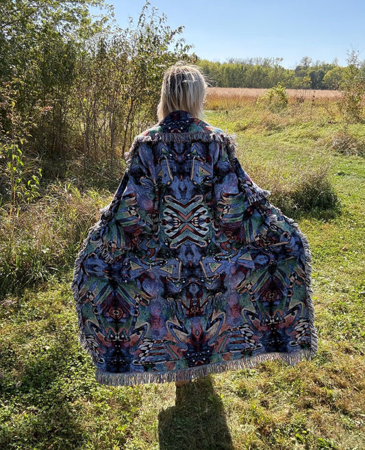 Its A Celebration Original Psychedelic Art Long Blanket Coat