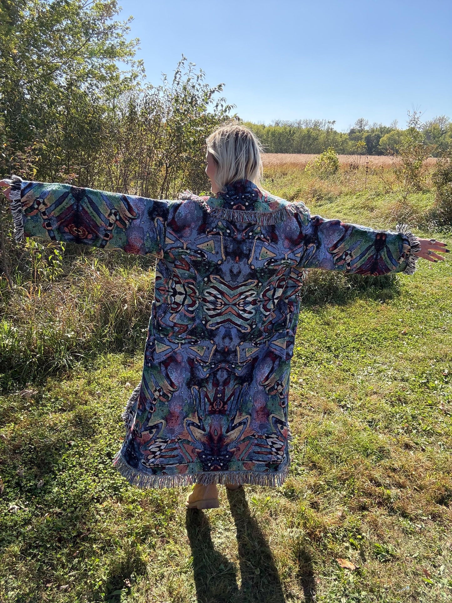Its A Celebration Original Psychedelic Art Long Blanket Coat