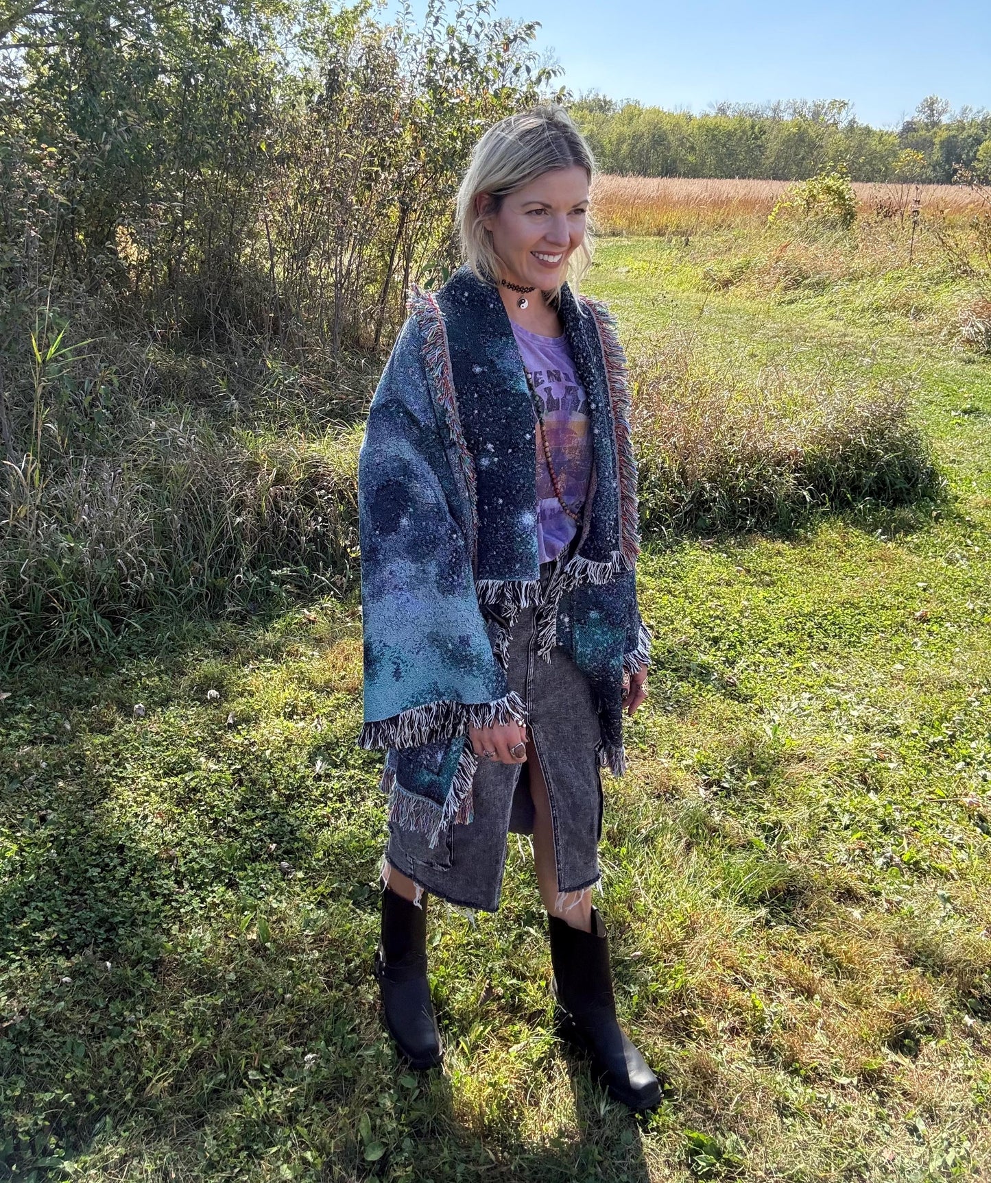 Blue Intergalactic Stardust Art Blanket Coat