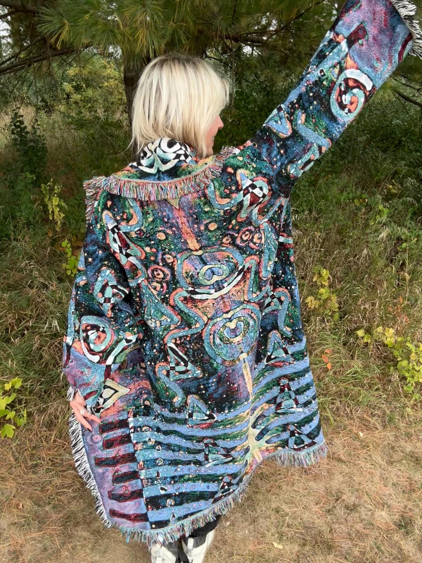Intergalactic Love Original Psychedic Art Long Blanket Coat