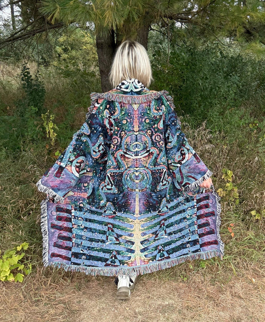 Intergalactic Love Original Psychedic Art Long Blanket Coat
