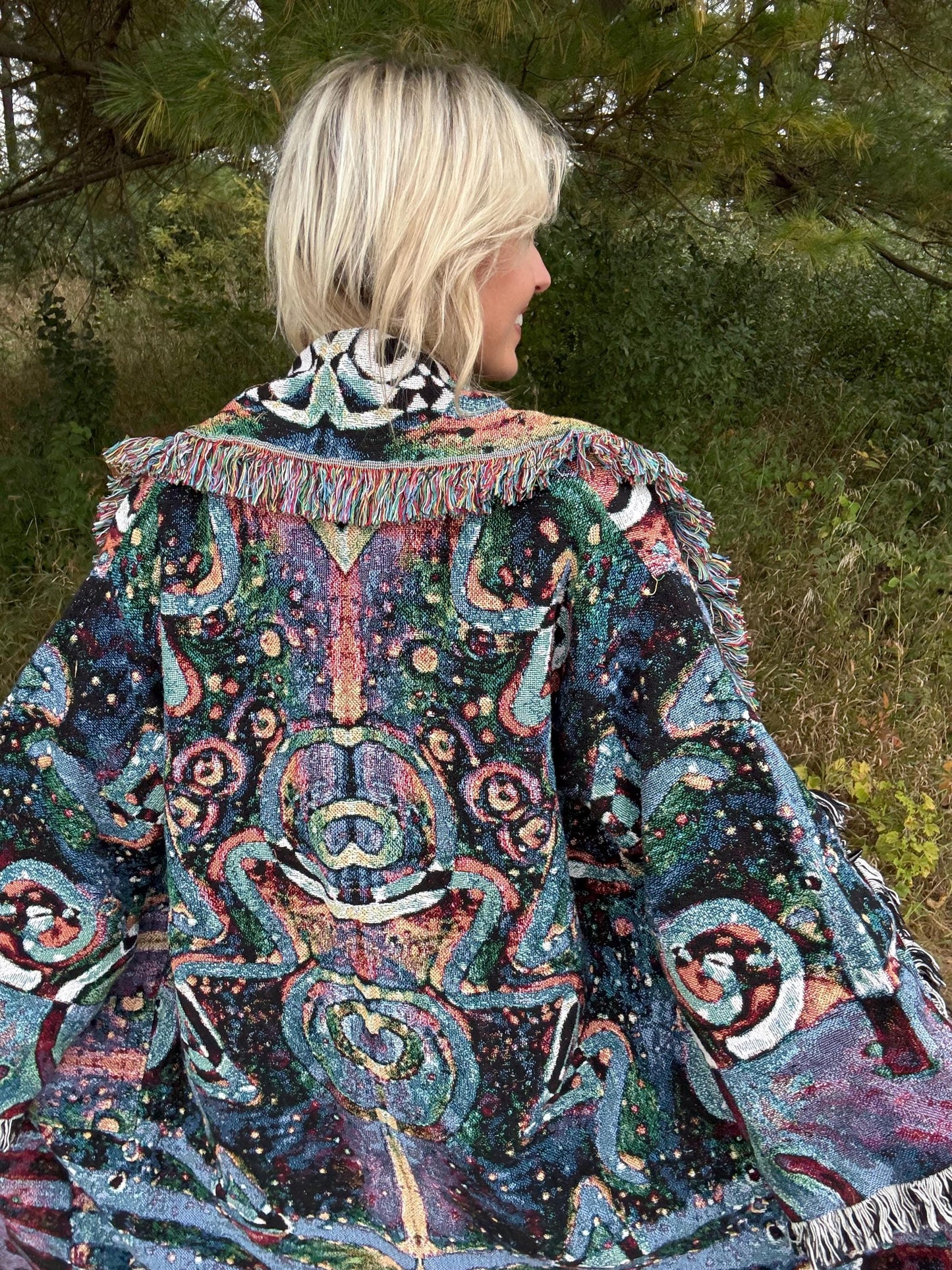 Intergalactic Love Original Psychedic Art Long Blanket Coat