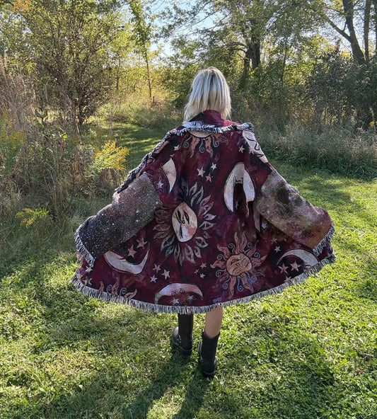 Celestial Fire Dancer Oversized Art Blanket Coat