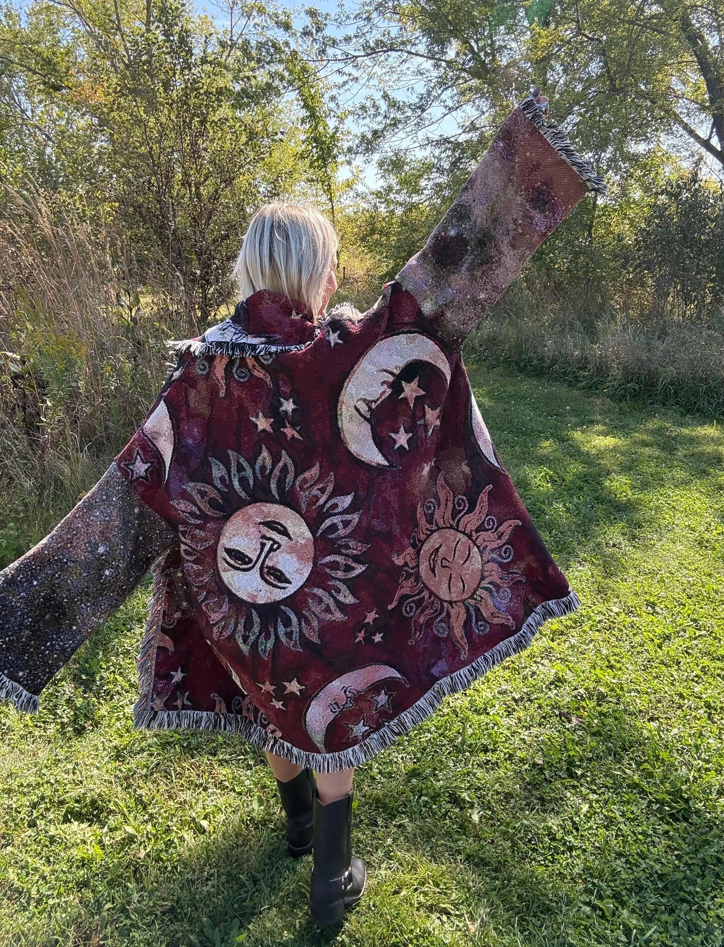 Celestial Fire Dancer Oversized Art Blanket Coat