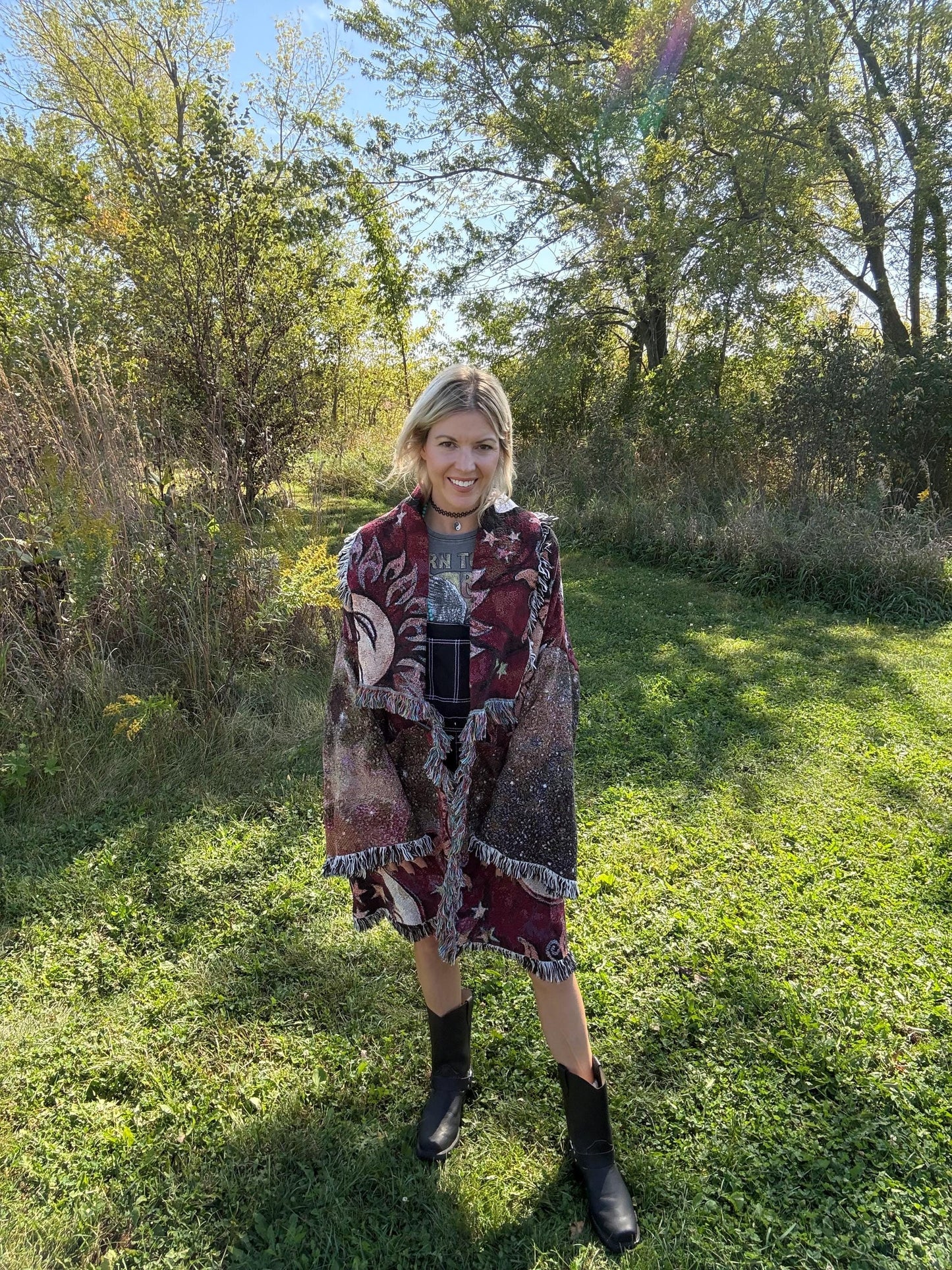 Celestial Fire Dancer Oversized Art Blanket Coat