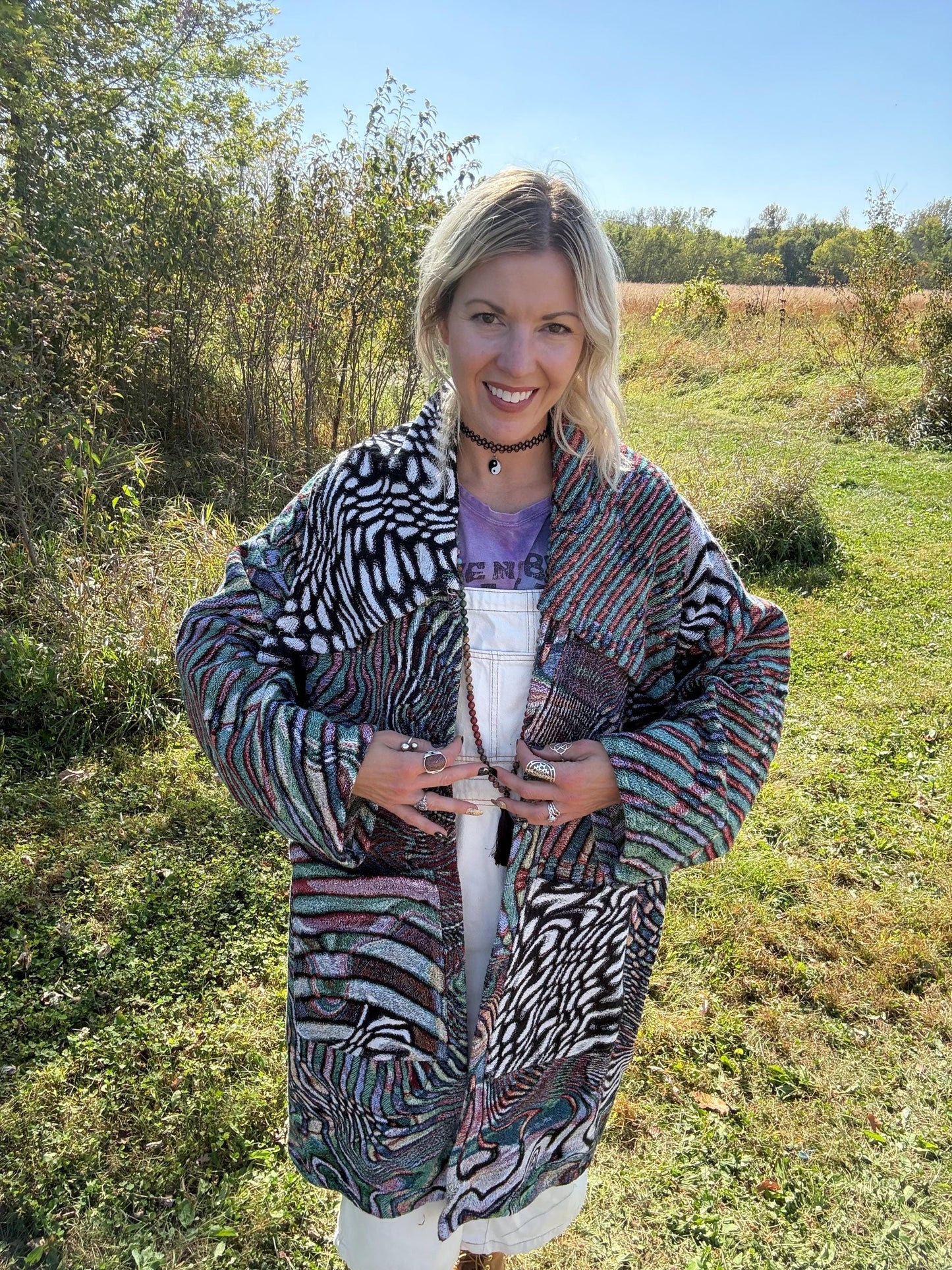 Interdimensional Drift Original Psychedelic Art Wing Collar Blanket Jacket