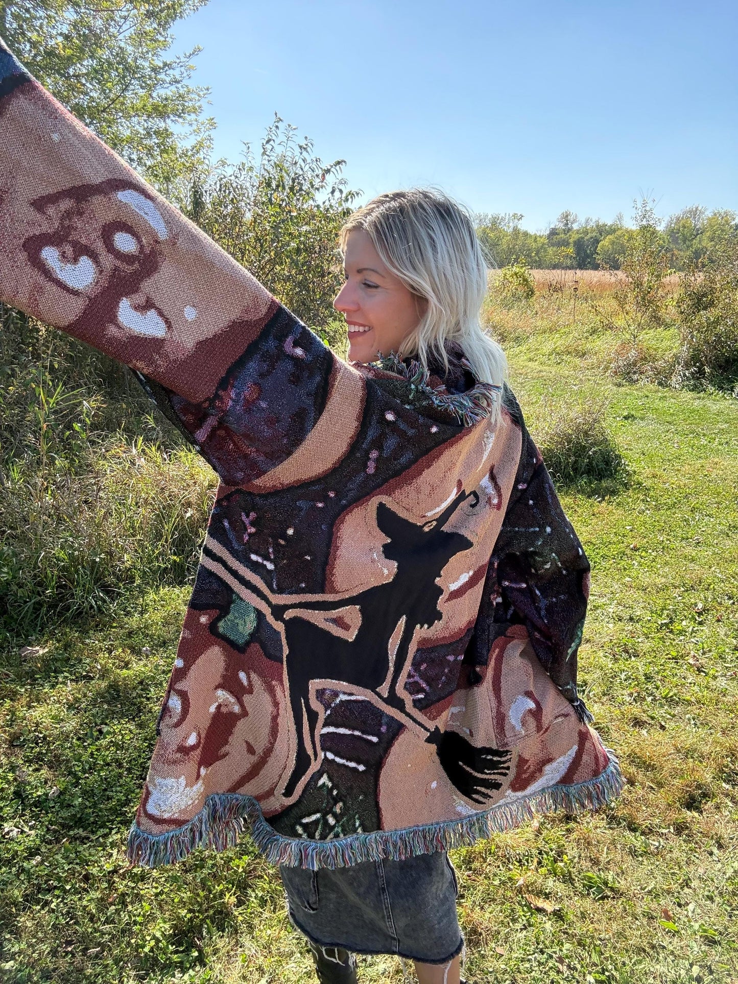 Witchy Babe Art Blanket Cardigan