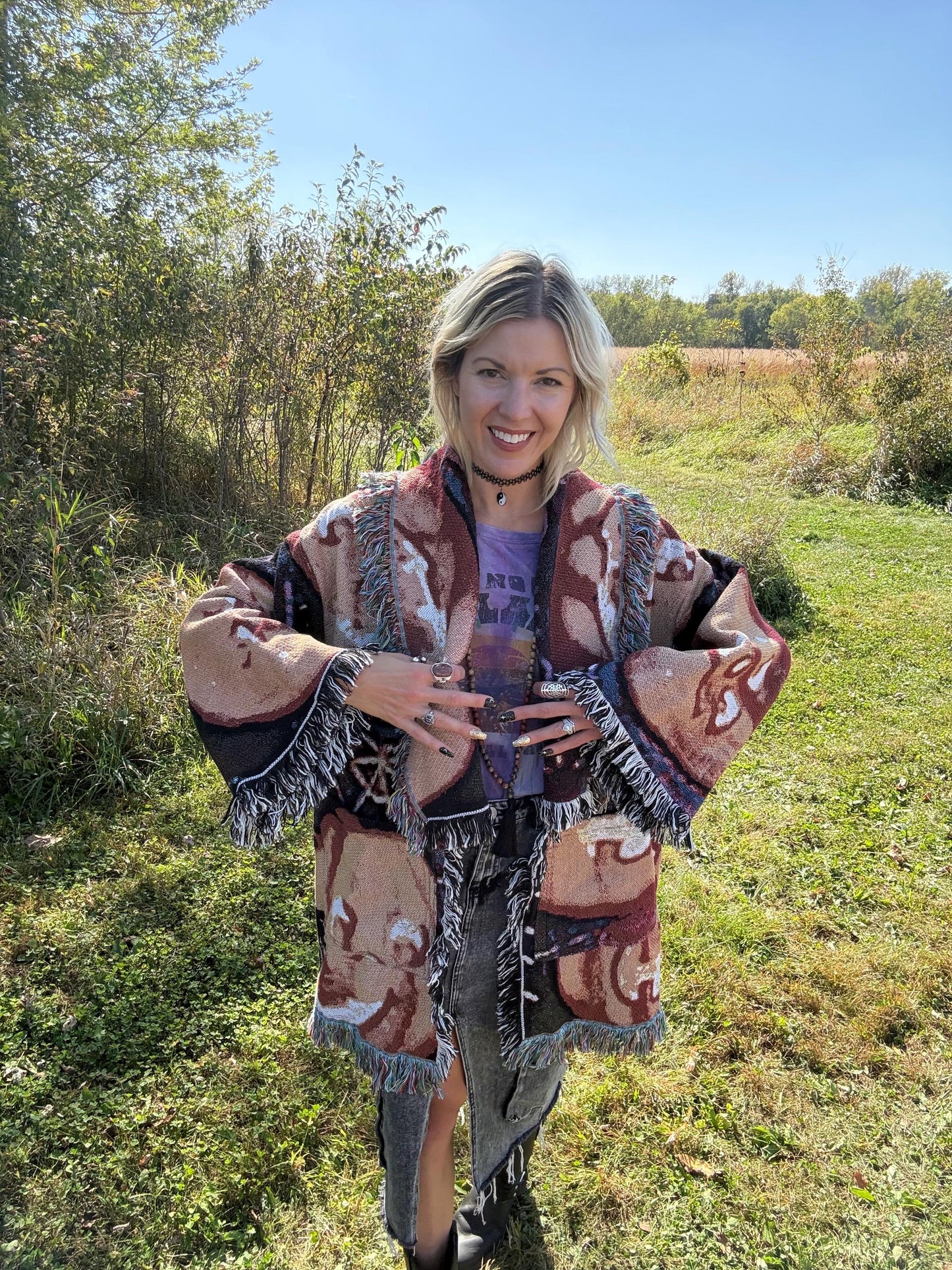 Witchy Babe Art Blanket Cardigan