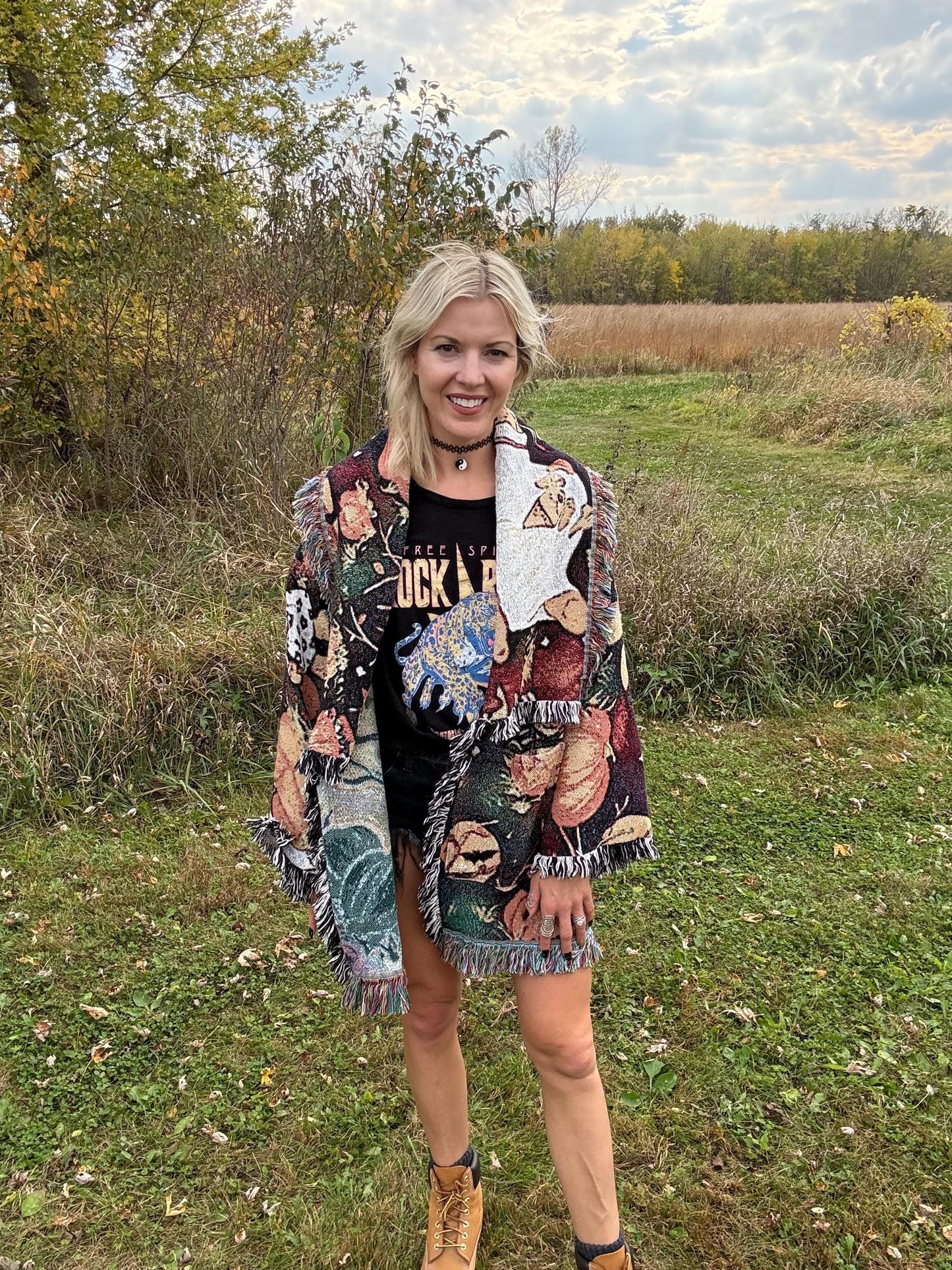 Spooky Season Cutie Halloween Art Blanket Cardigan