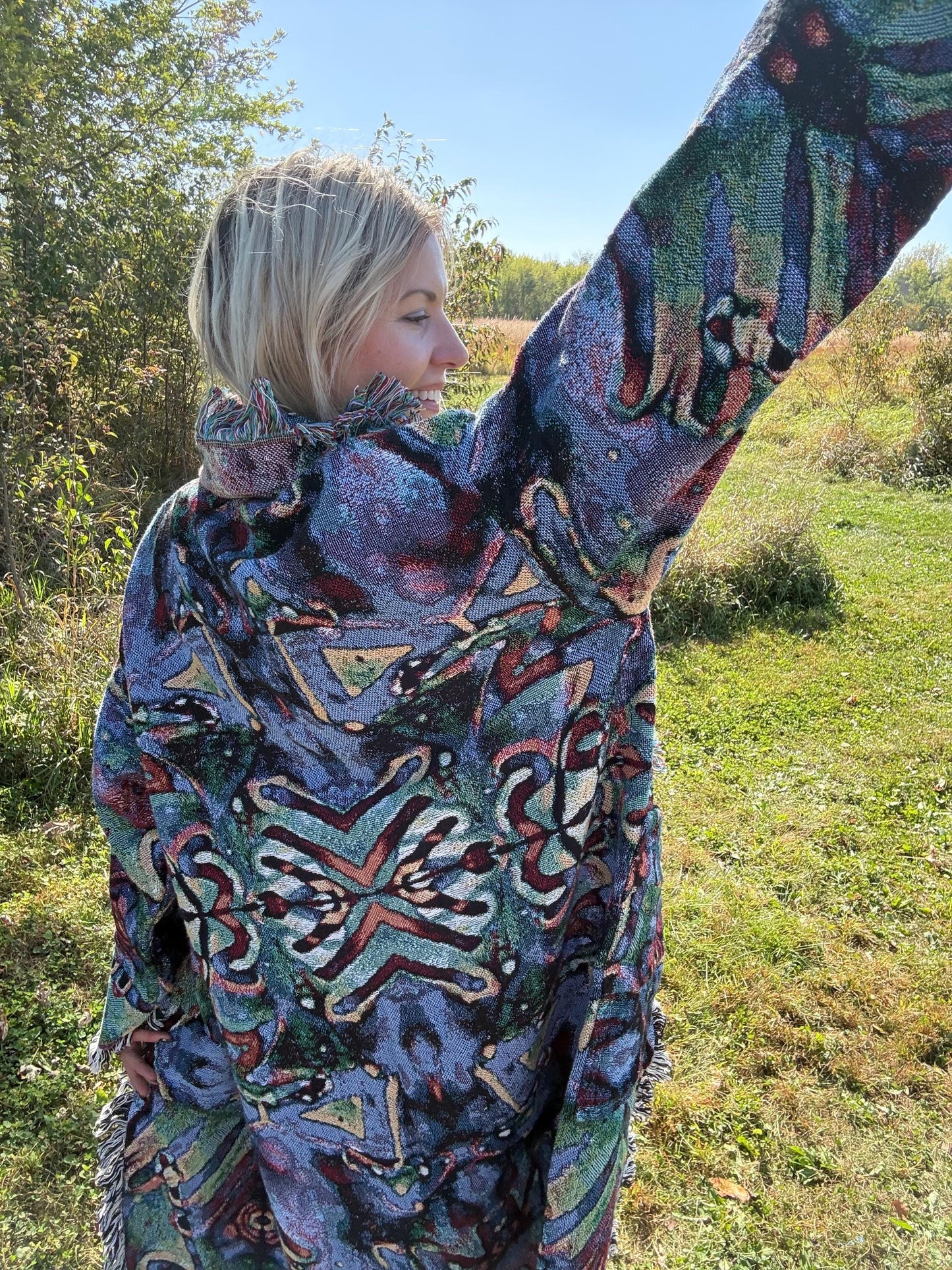 Its A Celebration Original Psychedelic Art Long Blanket Coat