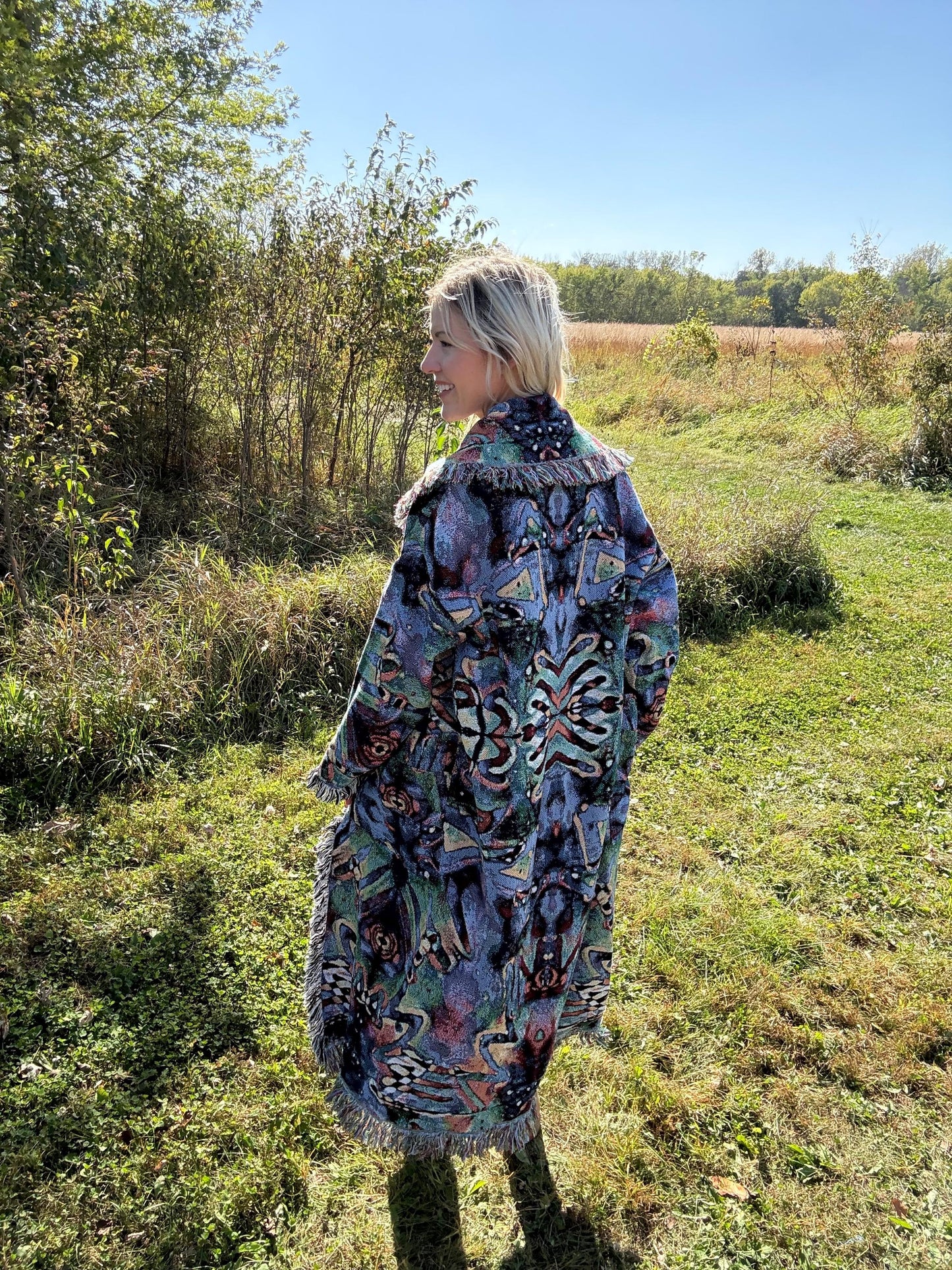 Its A Celebration Original Psychedelic Art Long Blanket Coat