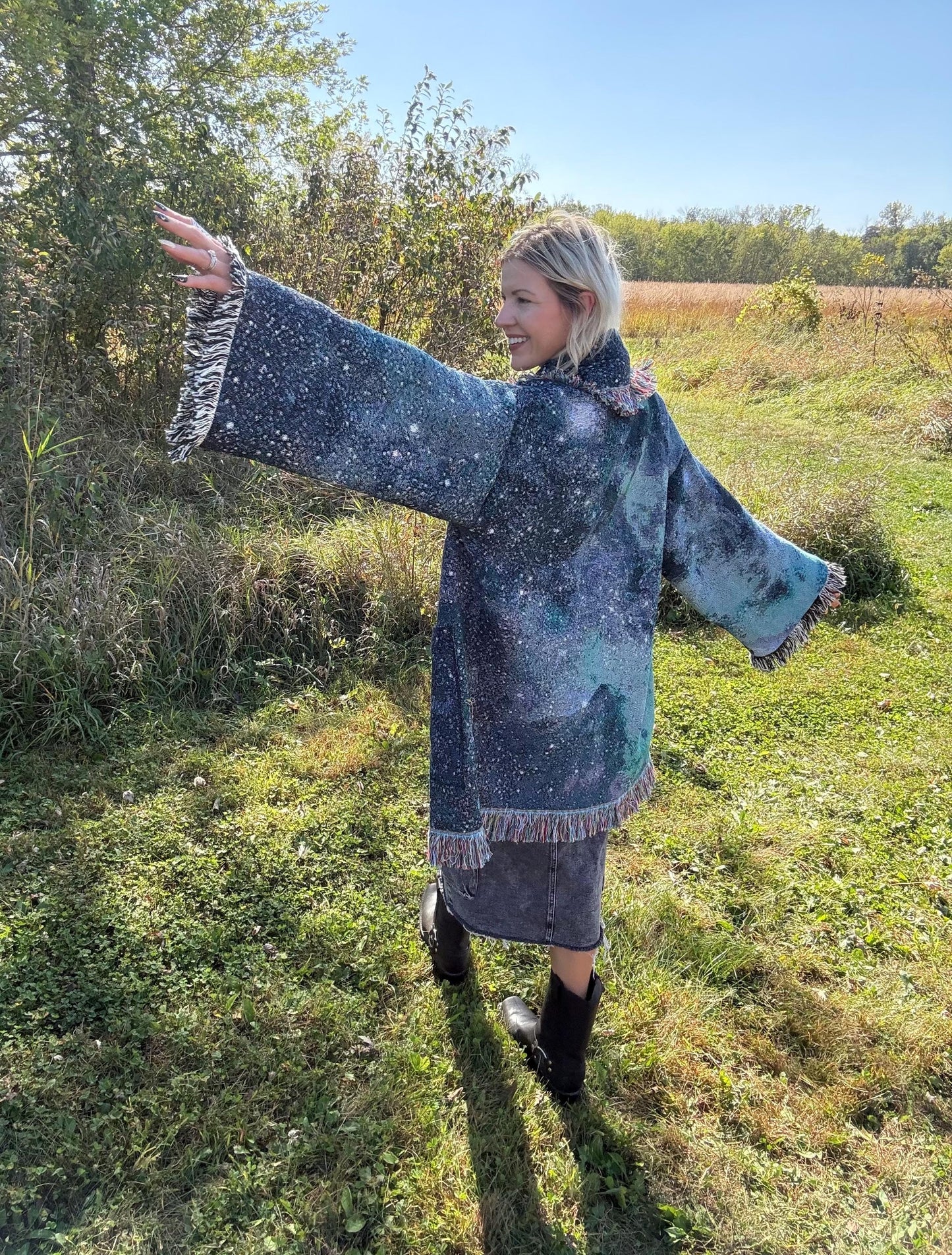 Blue Intergalactic Stardust Art Blanket Coat