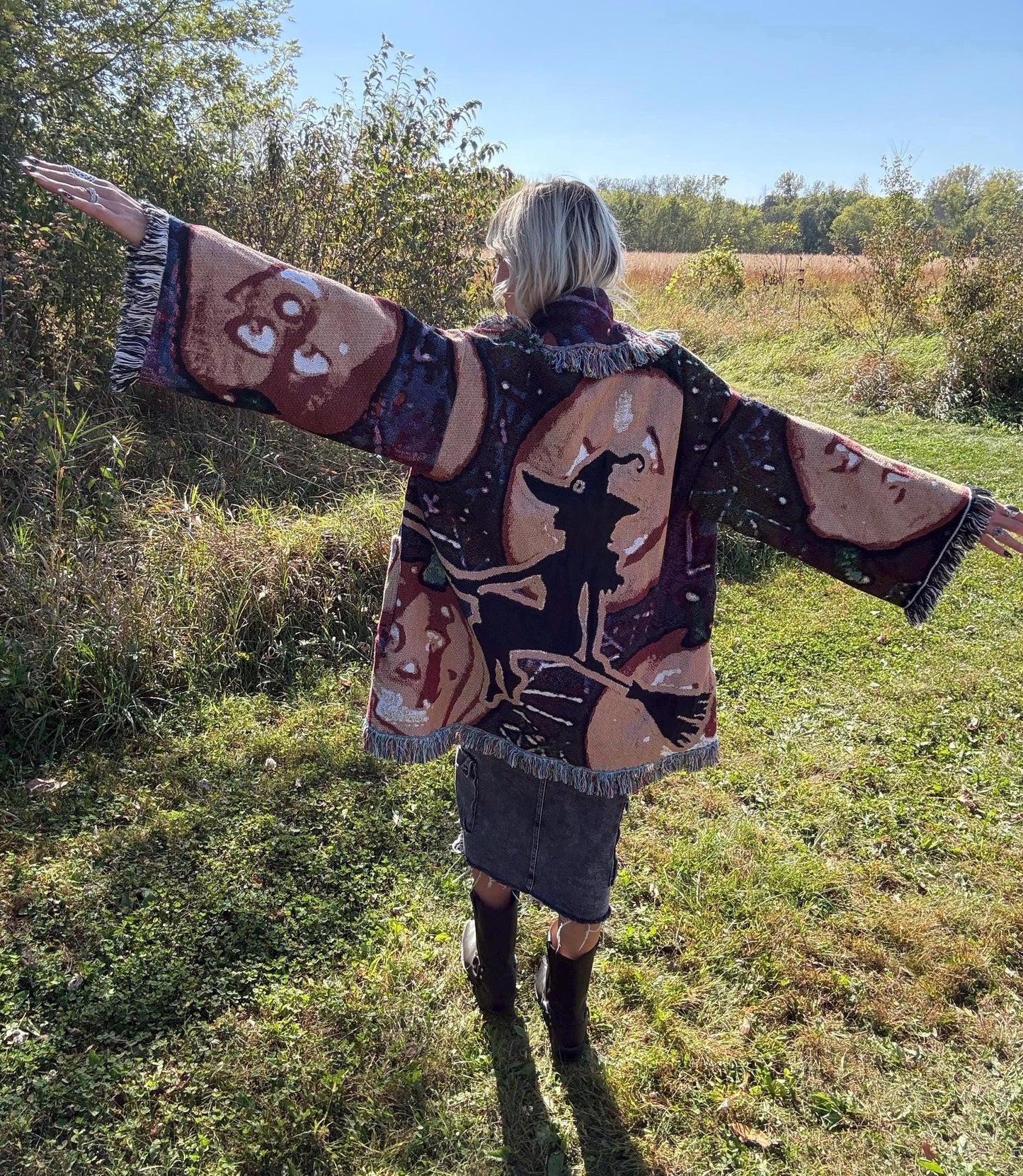Witchy Babe Art Blanket Cardigan