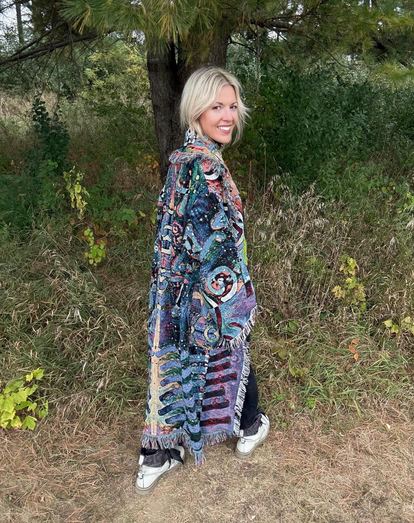 Intergalactic Love Original Psychedic Art Long Blanket Coat