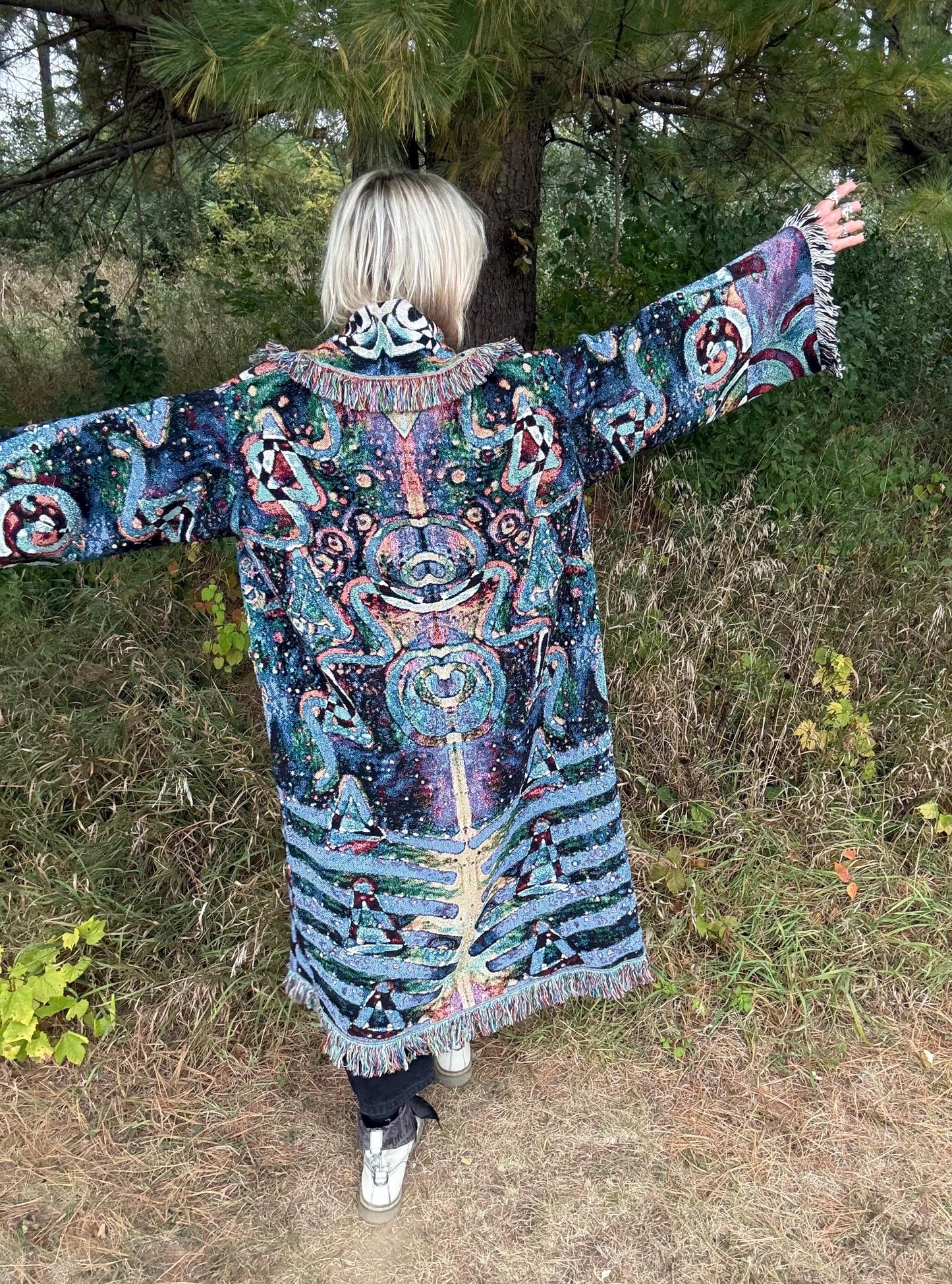 Intergalactic Love Original Psychedic Art Long Blanket Coat