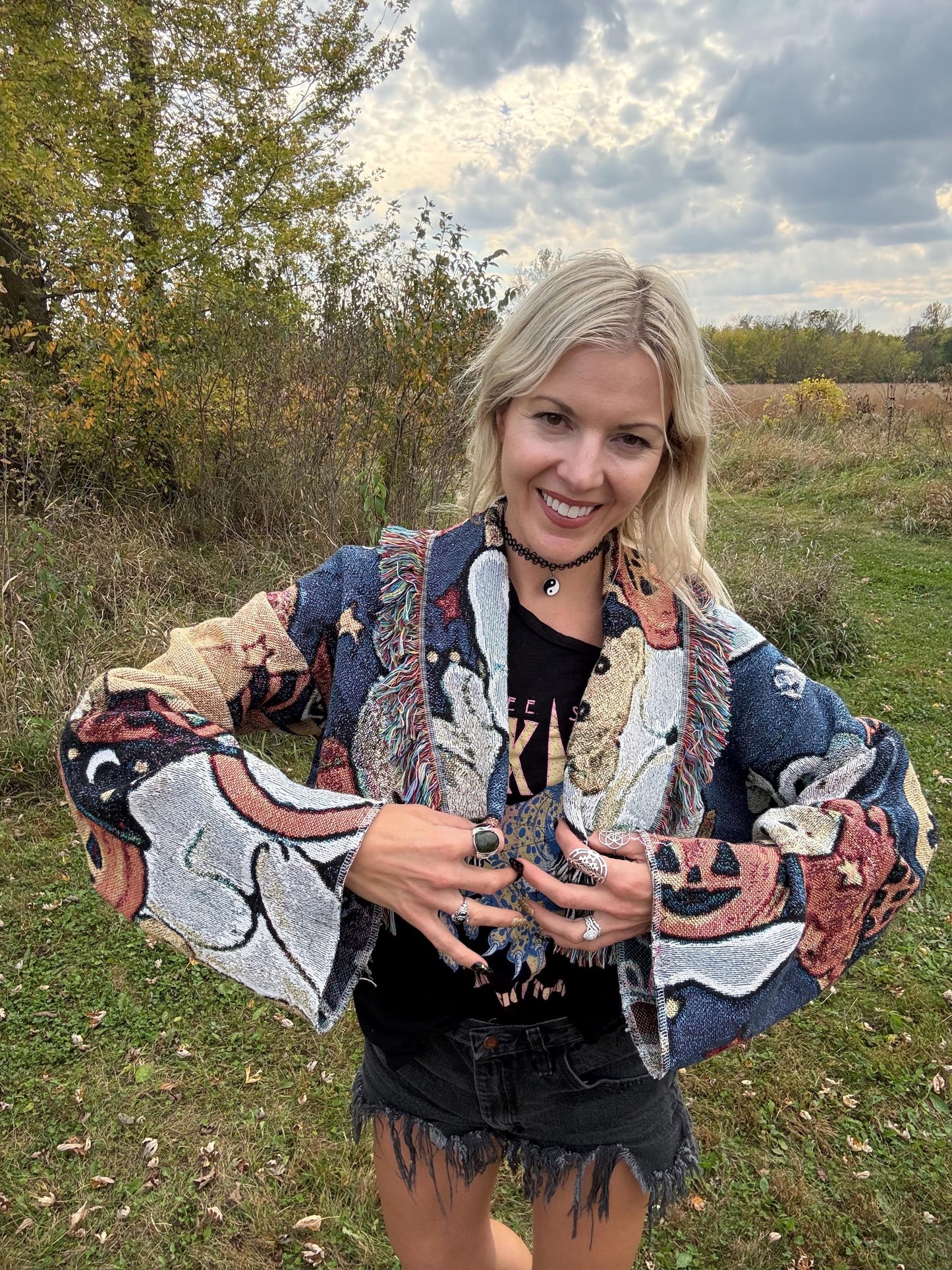 Halloween Snuggle Bear Cropped Art Blanket Coat