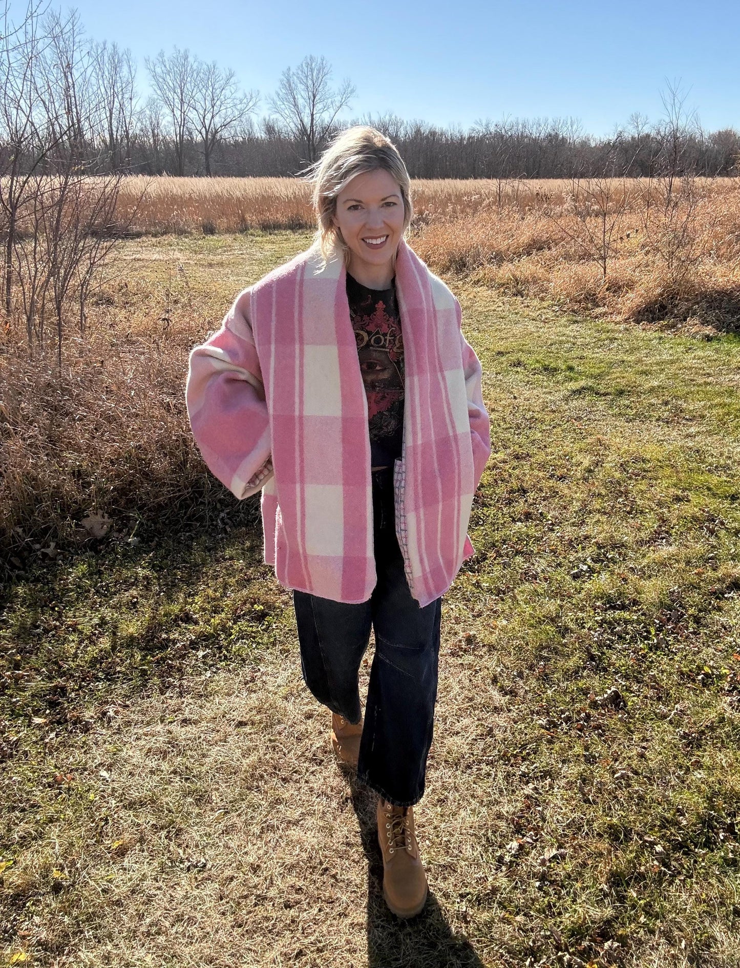 Pretty In Plaid Pink Dual Layered Wool Overcoat