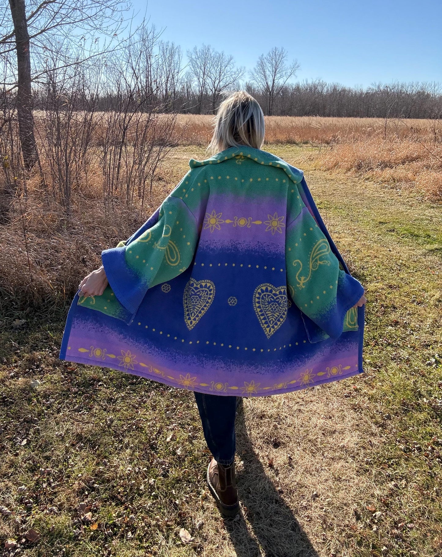 Artsy Heart Cozy Fleece Blanket Jacket
