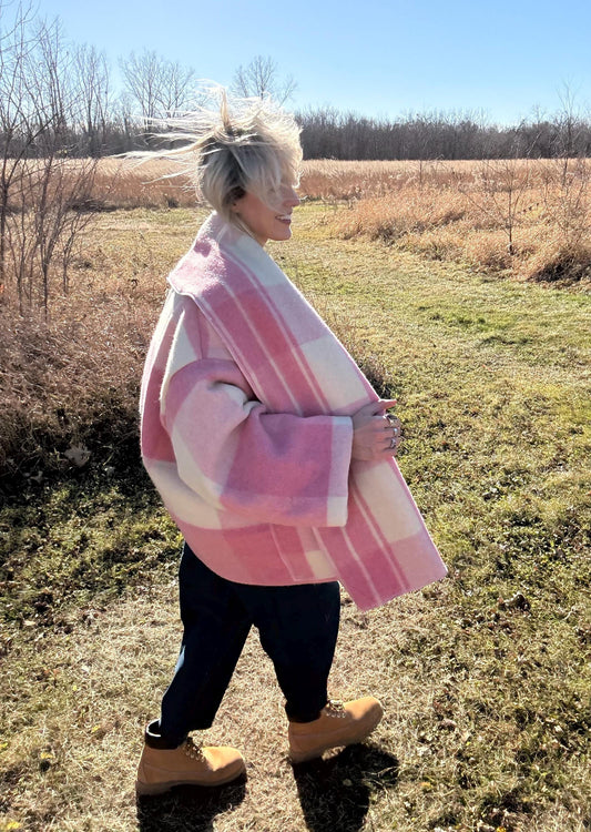 Pretty In Plaid Pink Dual Layered Wool Overcoat