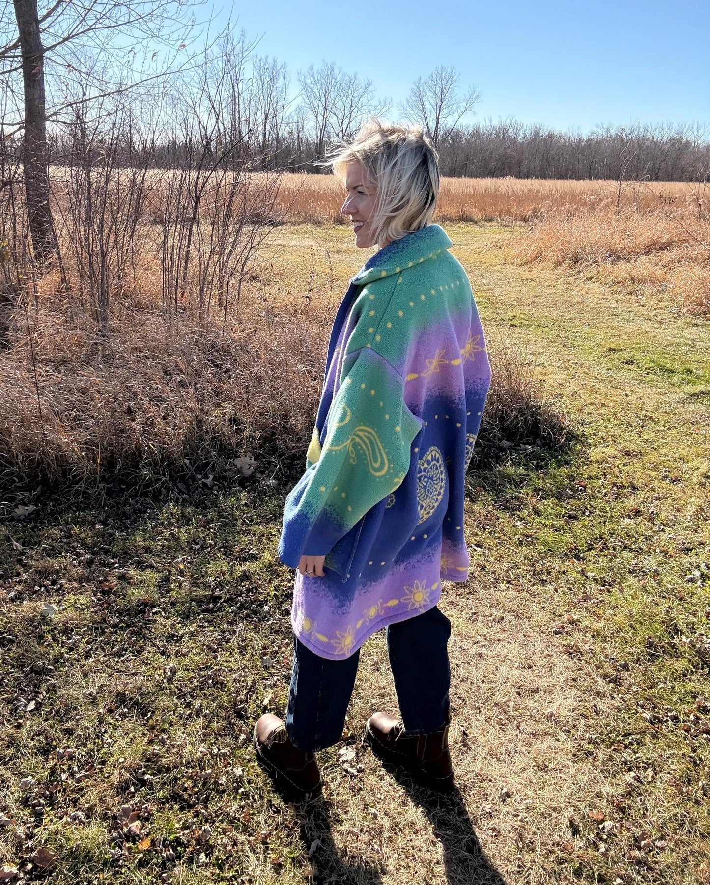 Artsy Heart Cozy Fleece Blanket Jacket