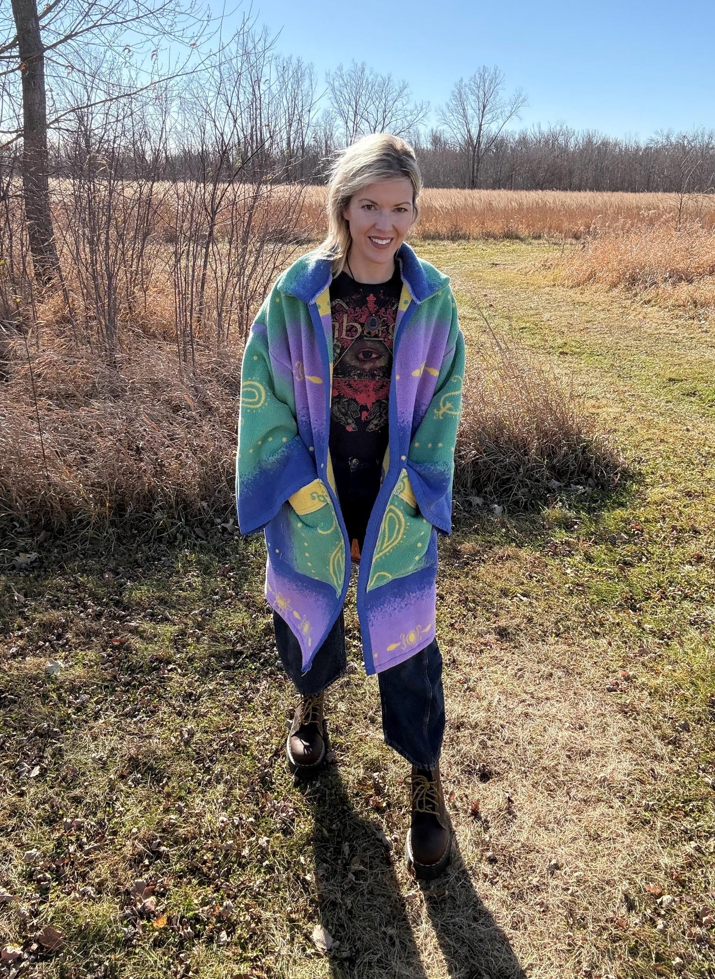 Artsy Heart Cozy Fleece Blanket Jacket