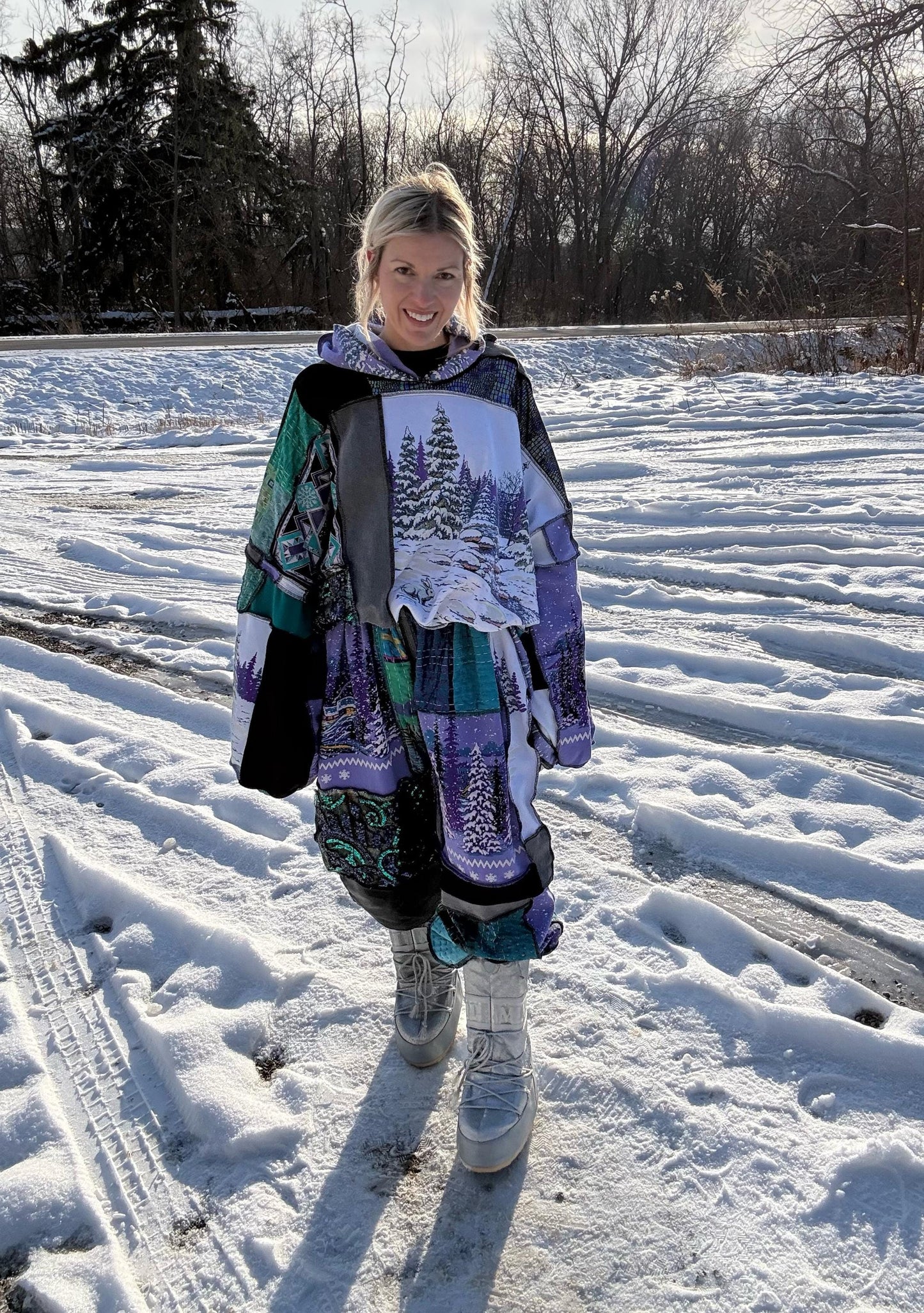 Sparkly Slopes Two Piece Patchwork Set, One-Of-A-Kind Wearable Art