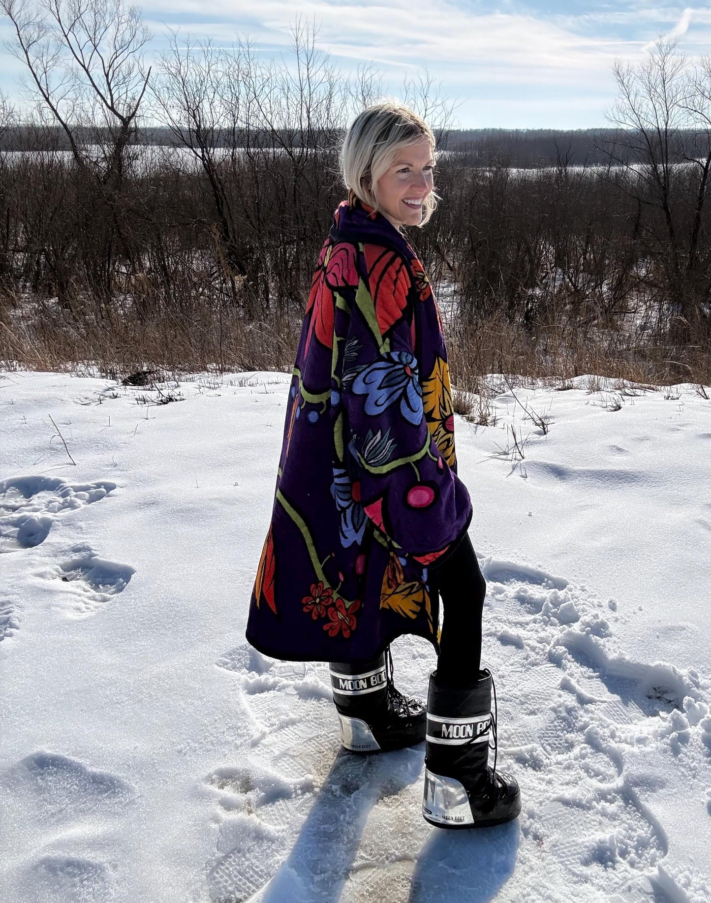Purple Passion Flowers Super Soft Fleece Blanket Coat