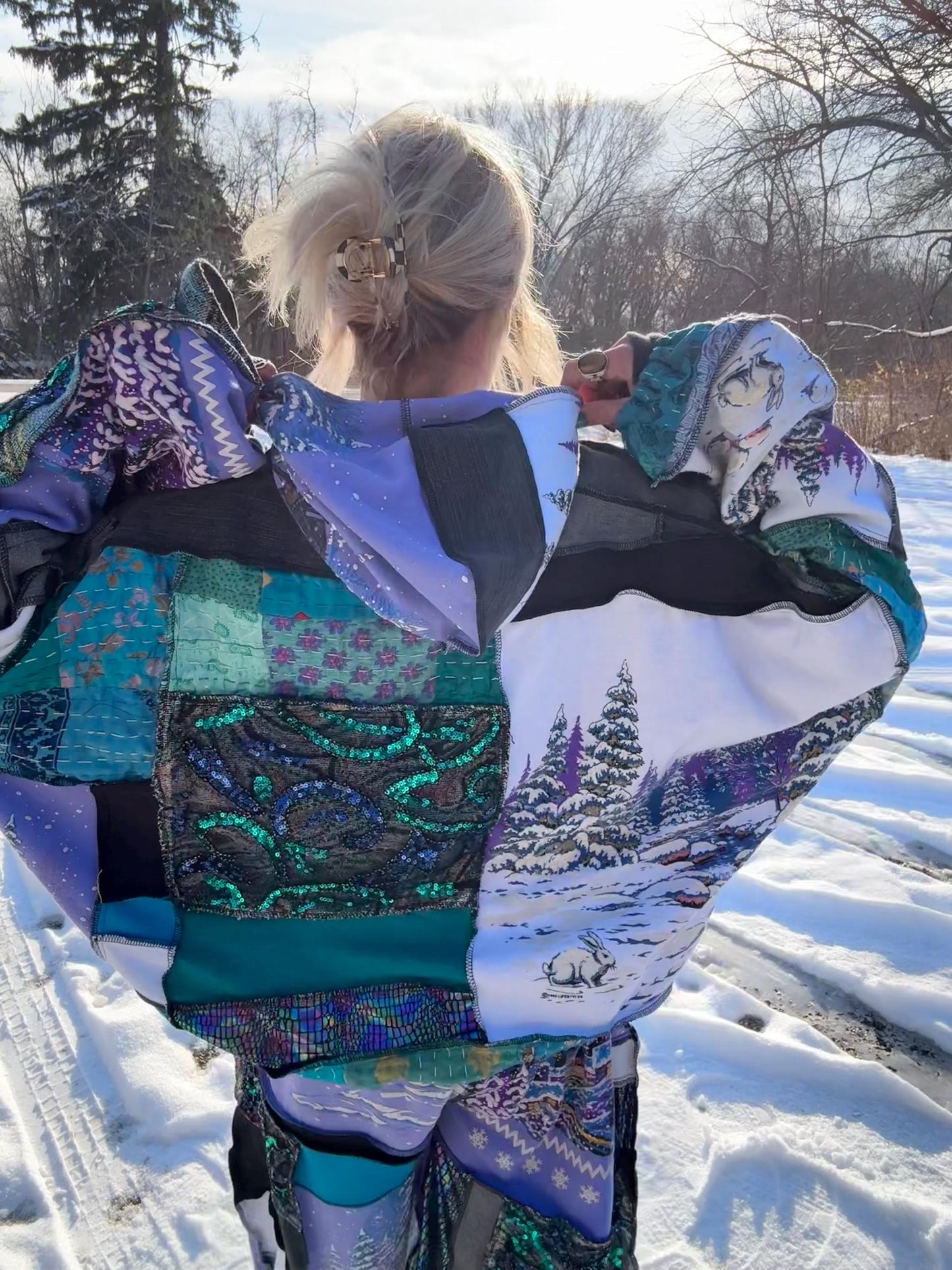 Sparkly Slopes Two Piece Patchwork Set, One-Of-A-Kind Wearable Art
