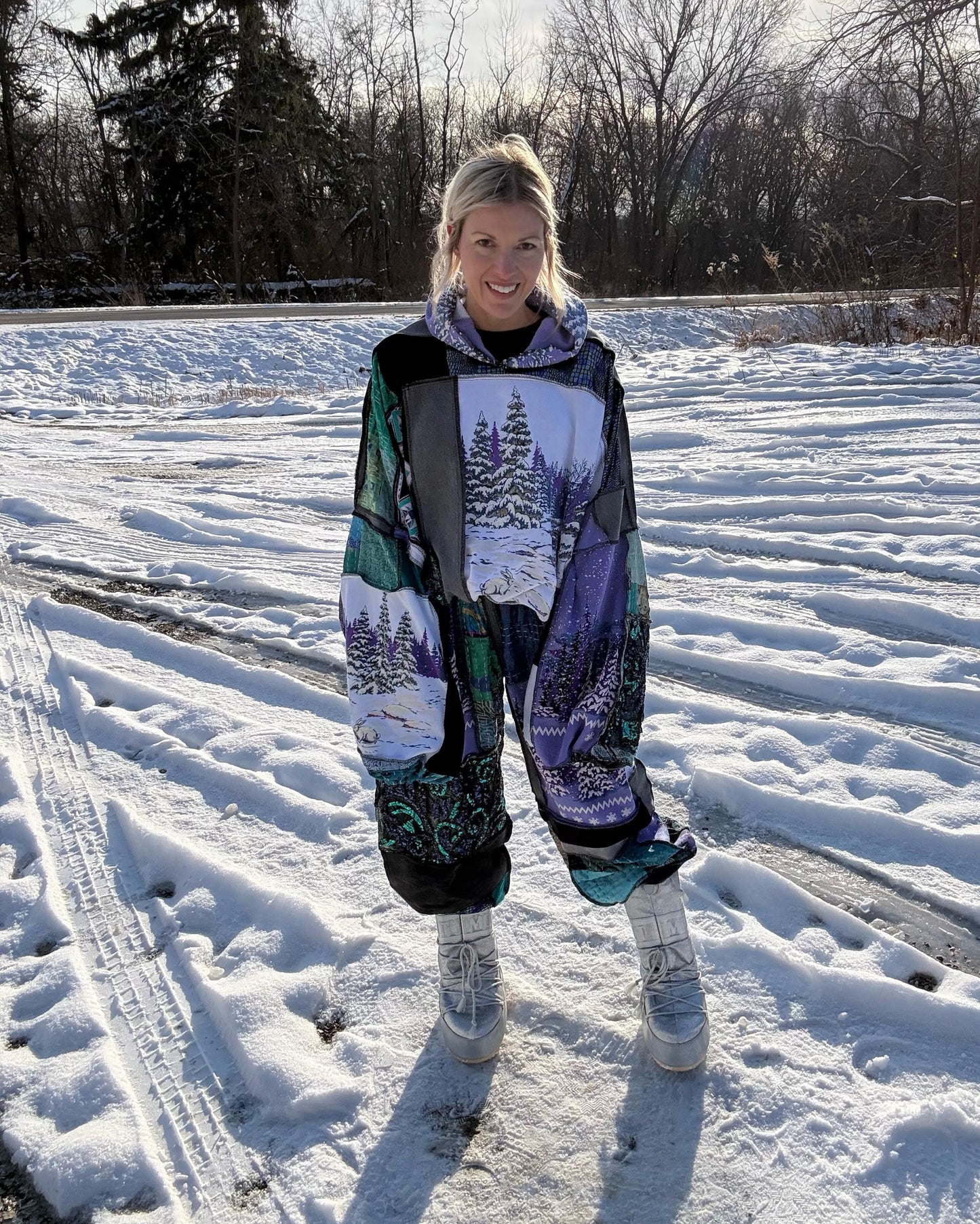 Sparkly Slopes Two Piece Patchwork Set, One-Of-A-Kind Wearable Art