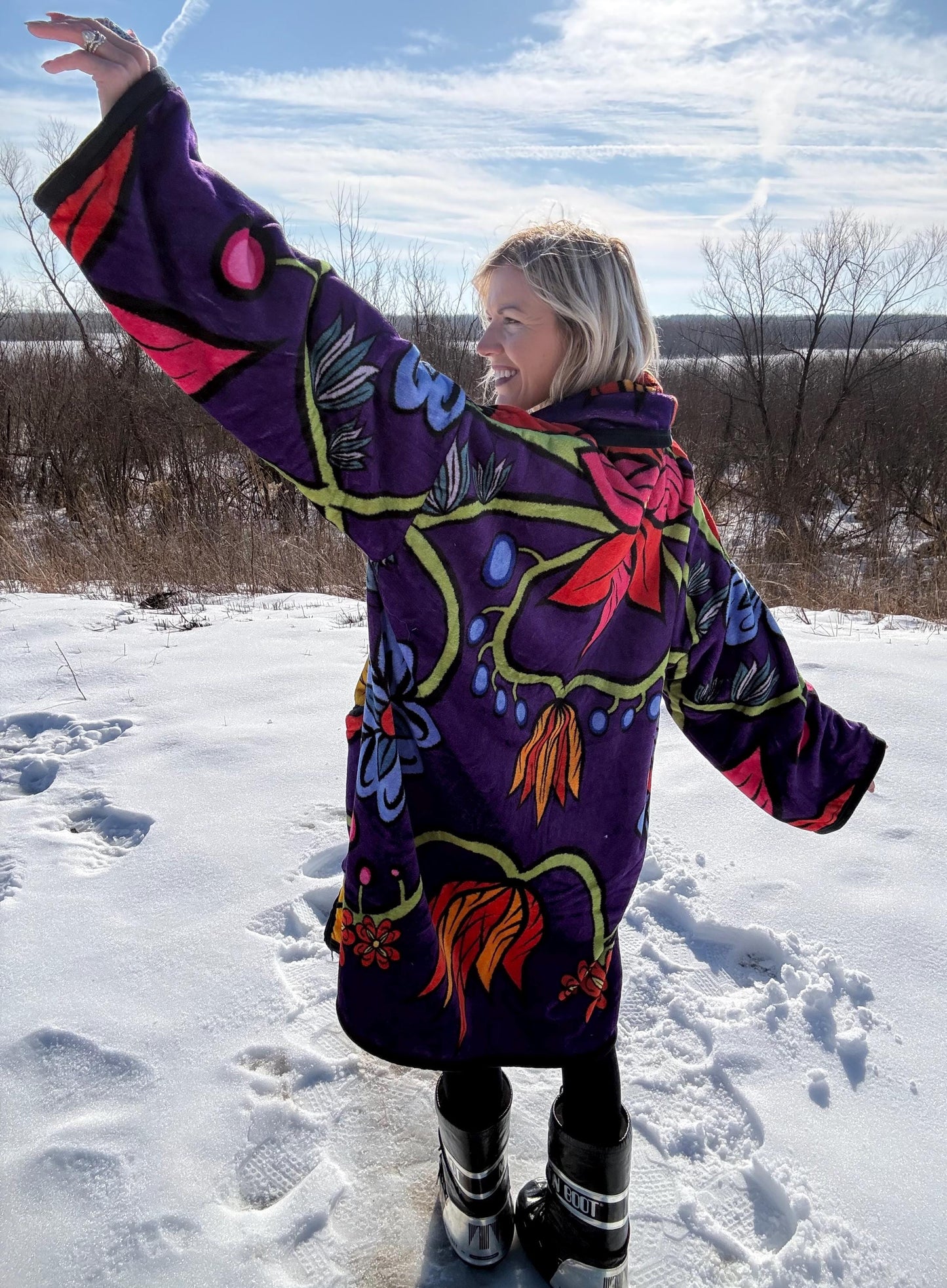 Purple Passion Flowers Super Soft Fleece Blanket Coat
