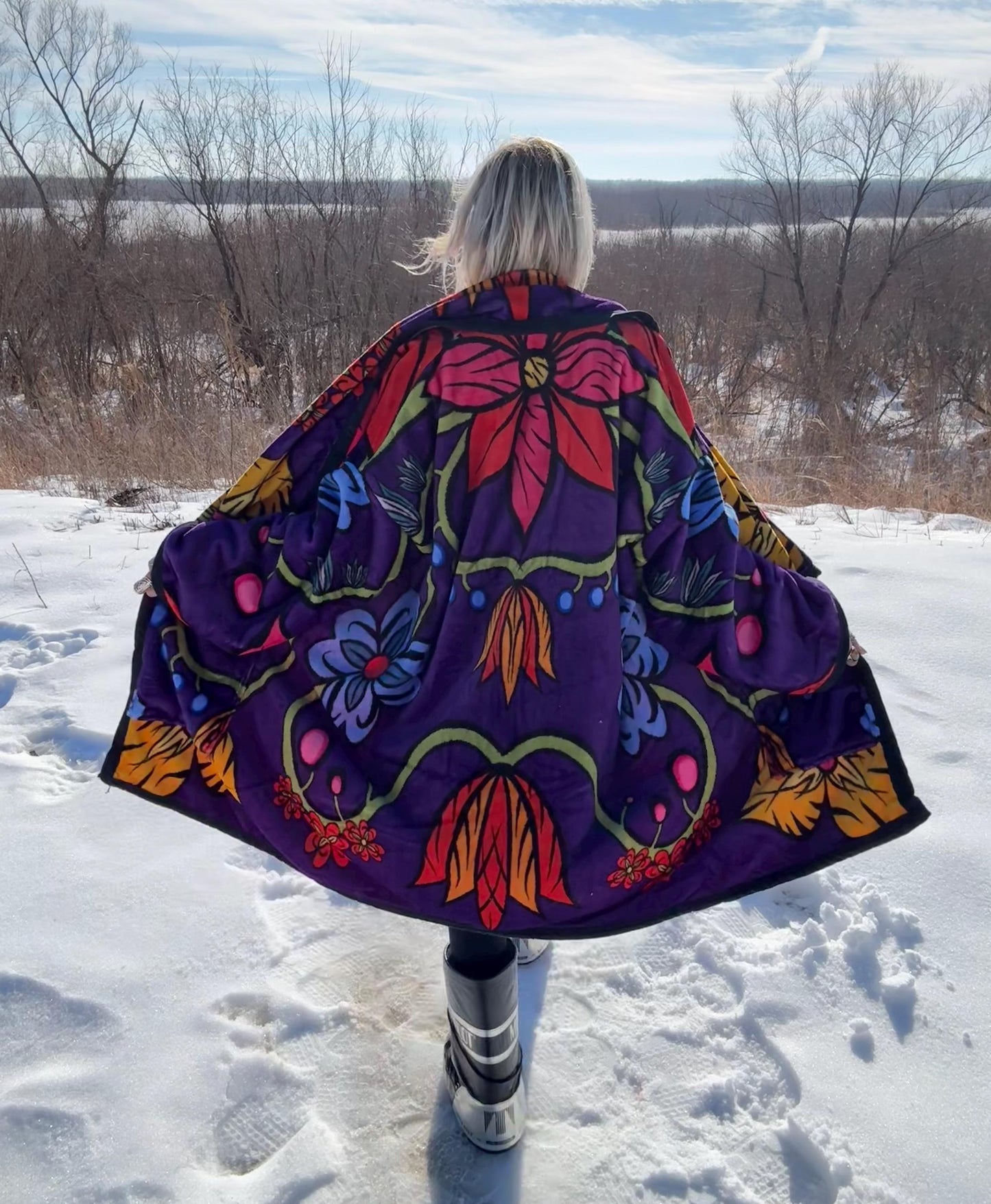 Purple Passion Flowers Super Soft Fleece Blanket Coat