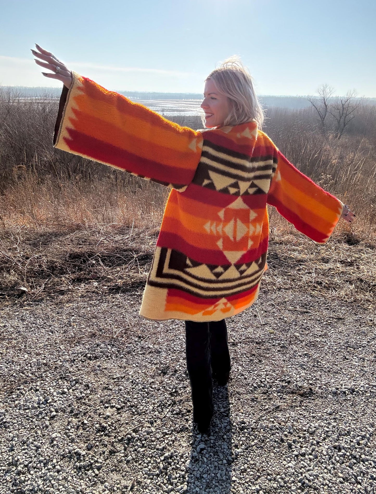 Desert Sunrise Cozy Fleece Blanket Coat