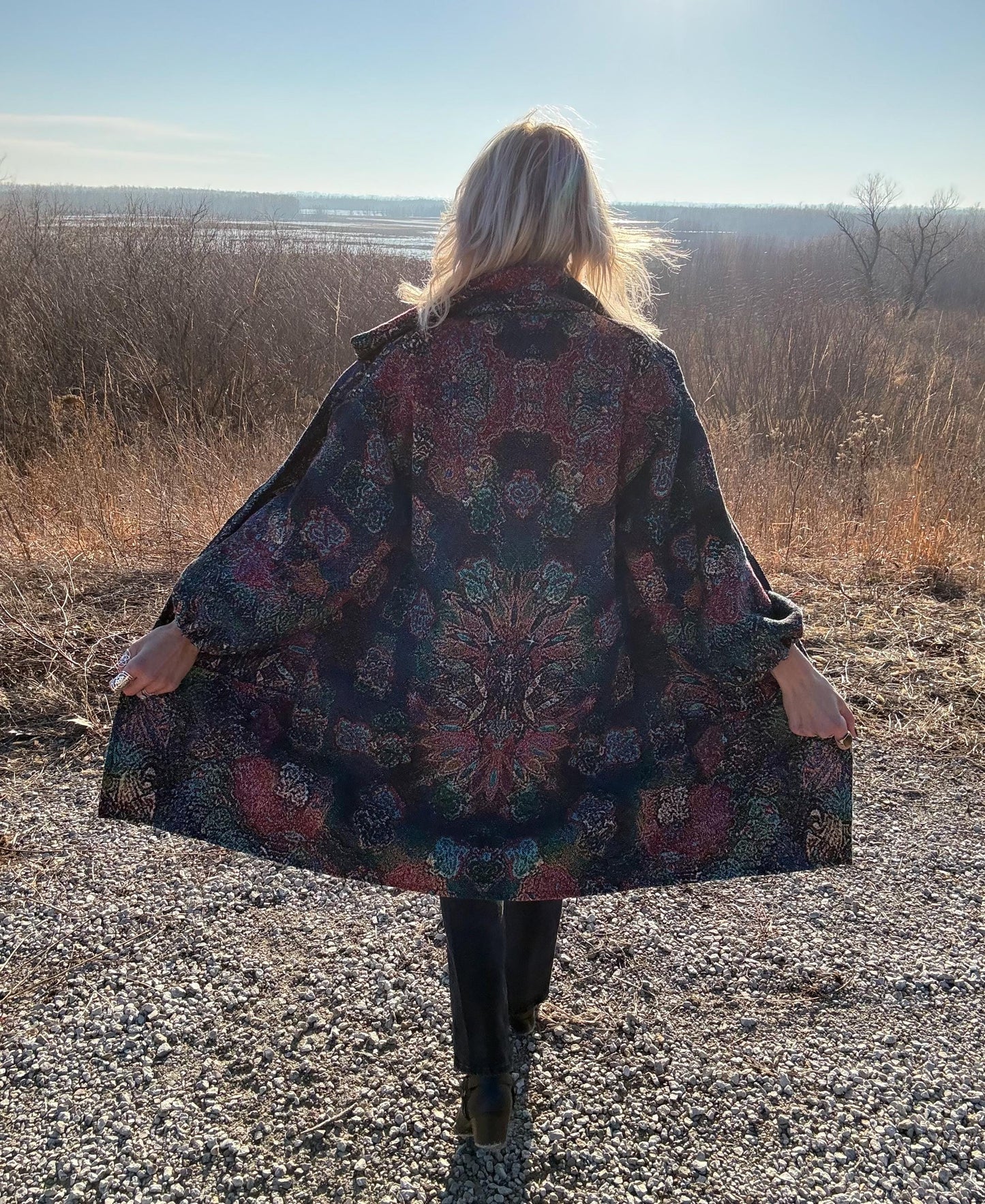 Rainbow Bandana Psychedelic Art Print Blanket Coat