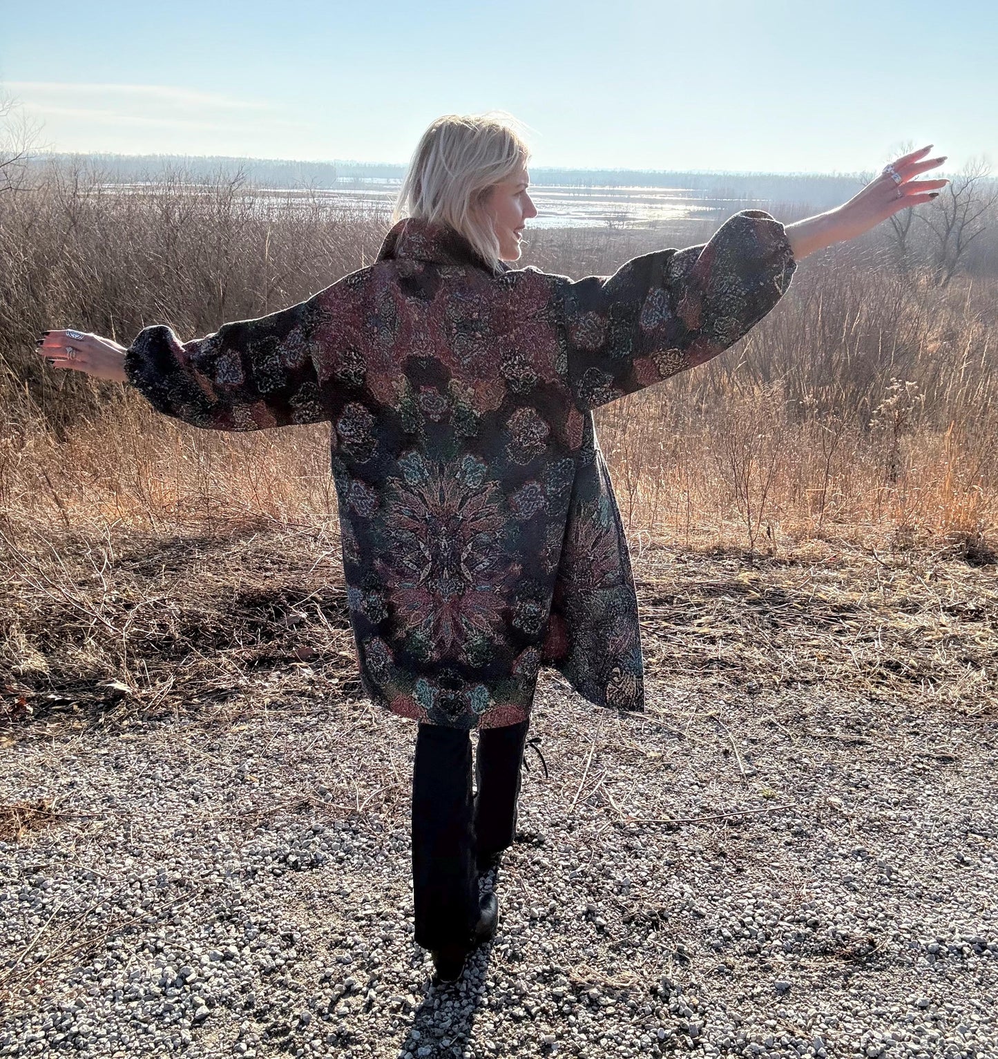 Rainbow Bandana Psychedelic Art Print Blanket Coat