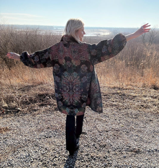 Rainbow Bandana Psychedelic Art Print Blanket Coat