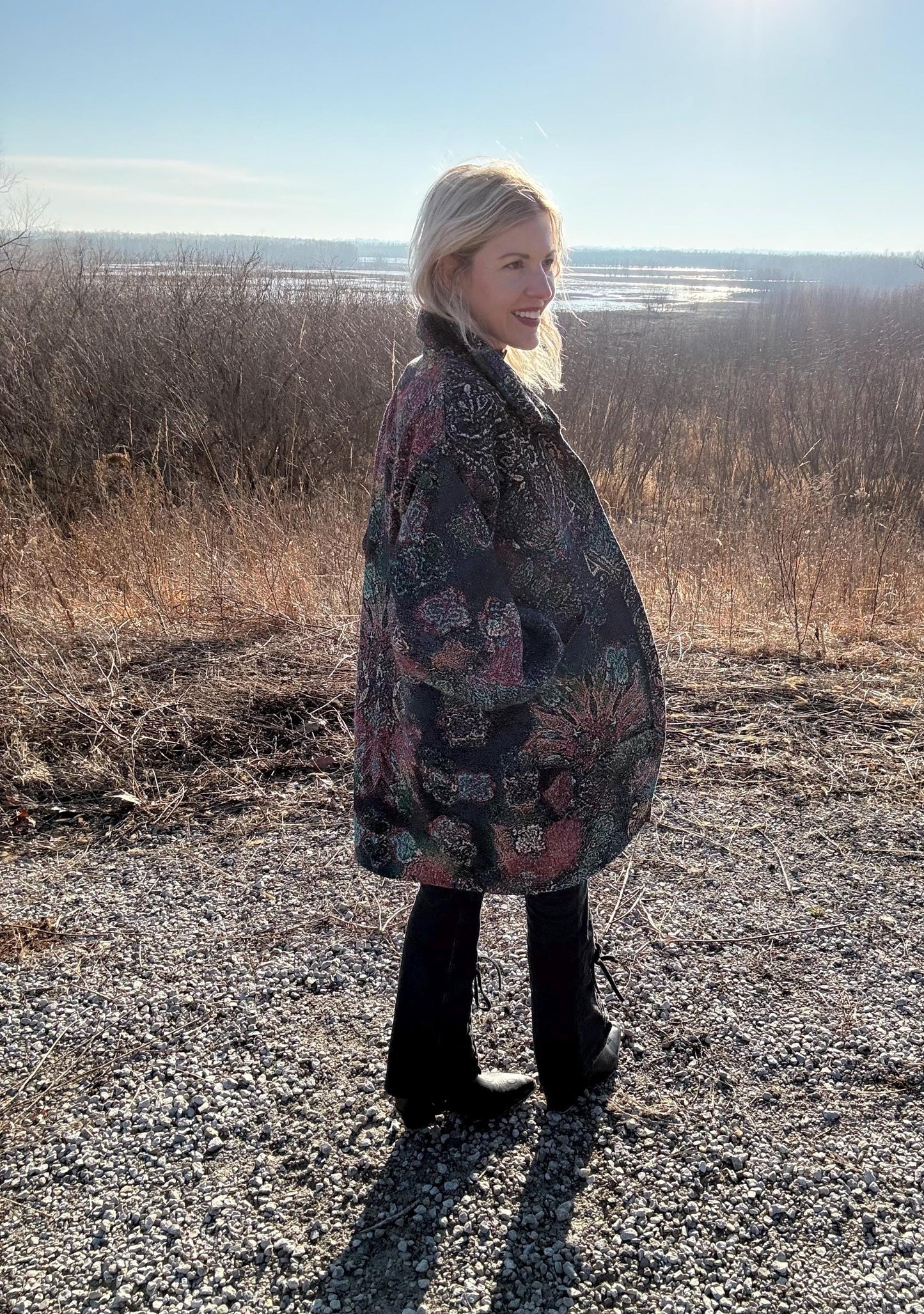 Rainbow Bandana Psychedelic Art Print Blanket Coat