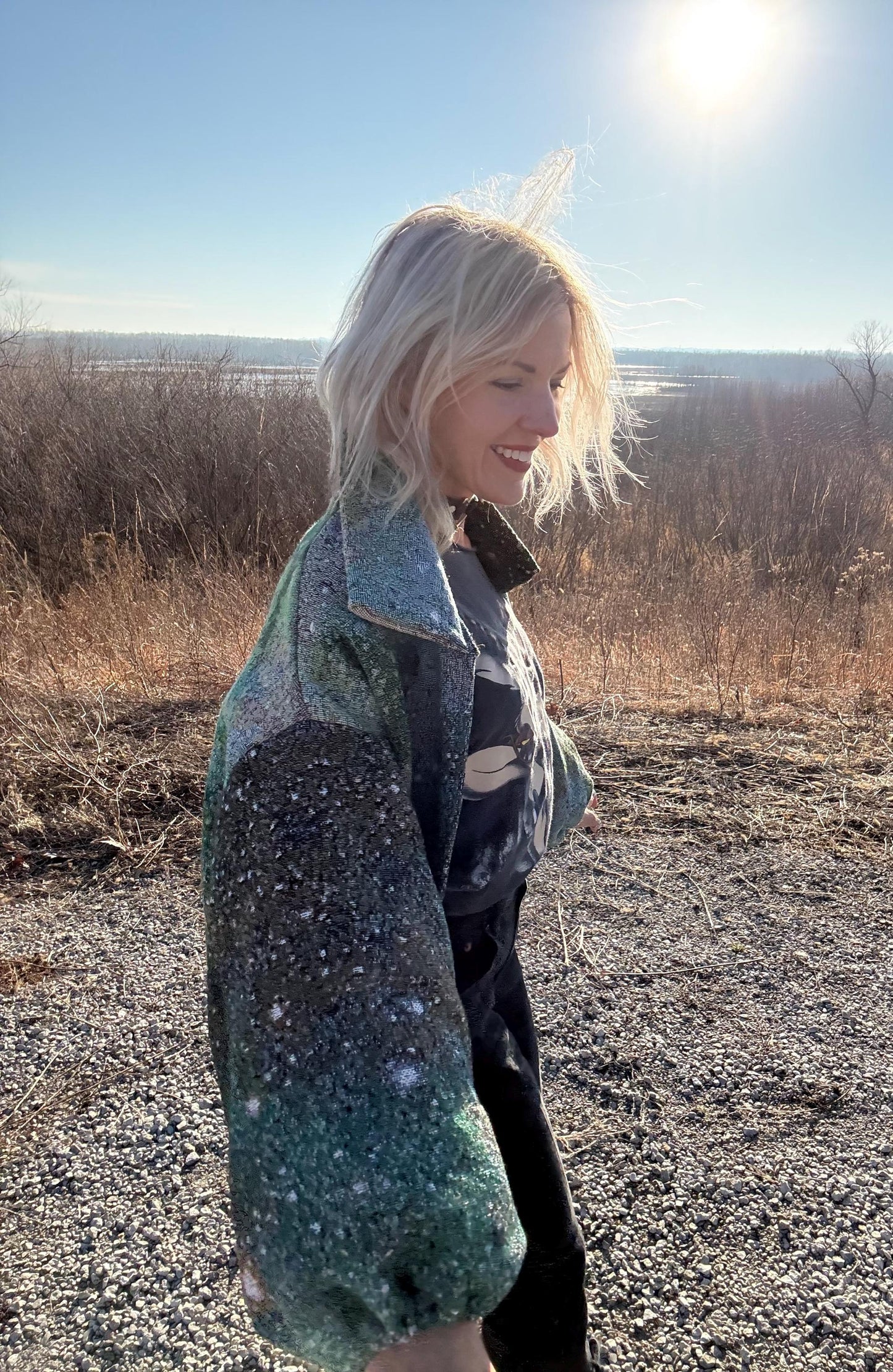 Green Intergalactic Stardust Blanket Jacket