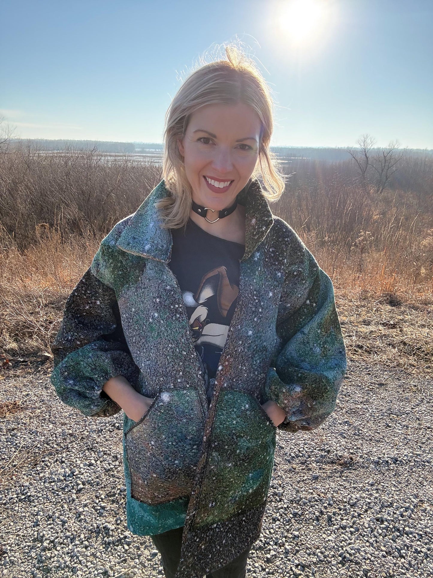 Green Intergalactic Stardust Blanket Jacket