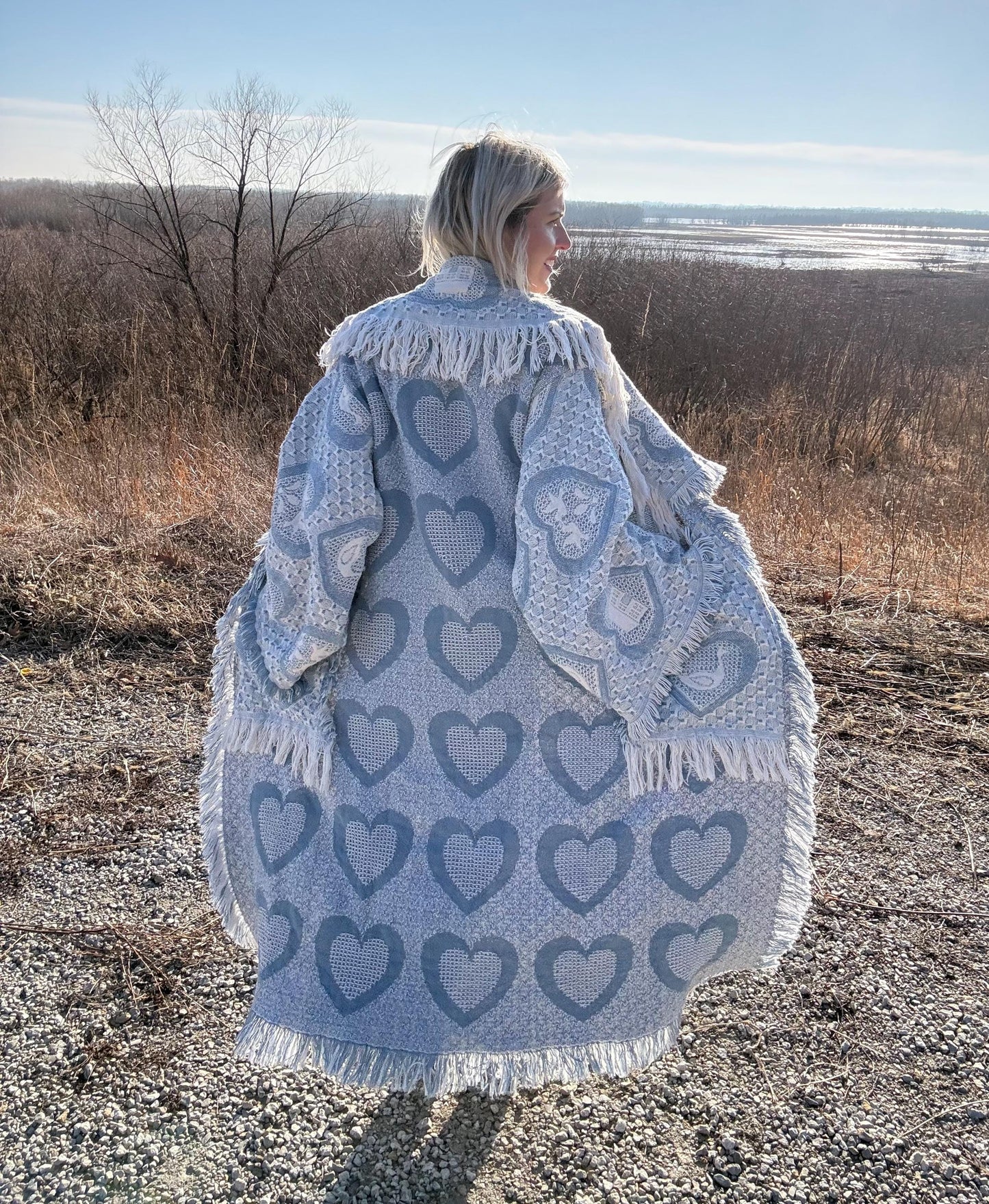 Wholesome Hearts Cozy Fringe Blanket Coat
