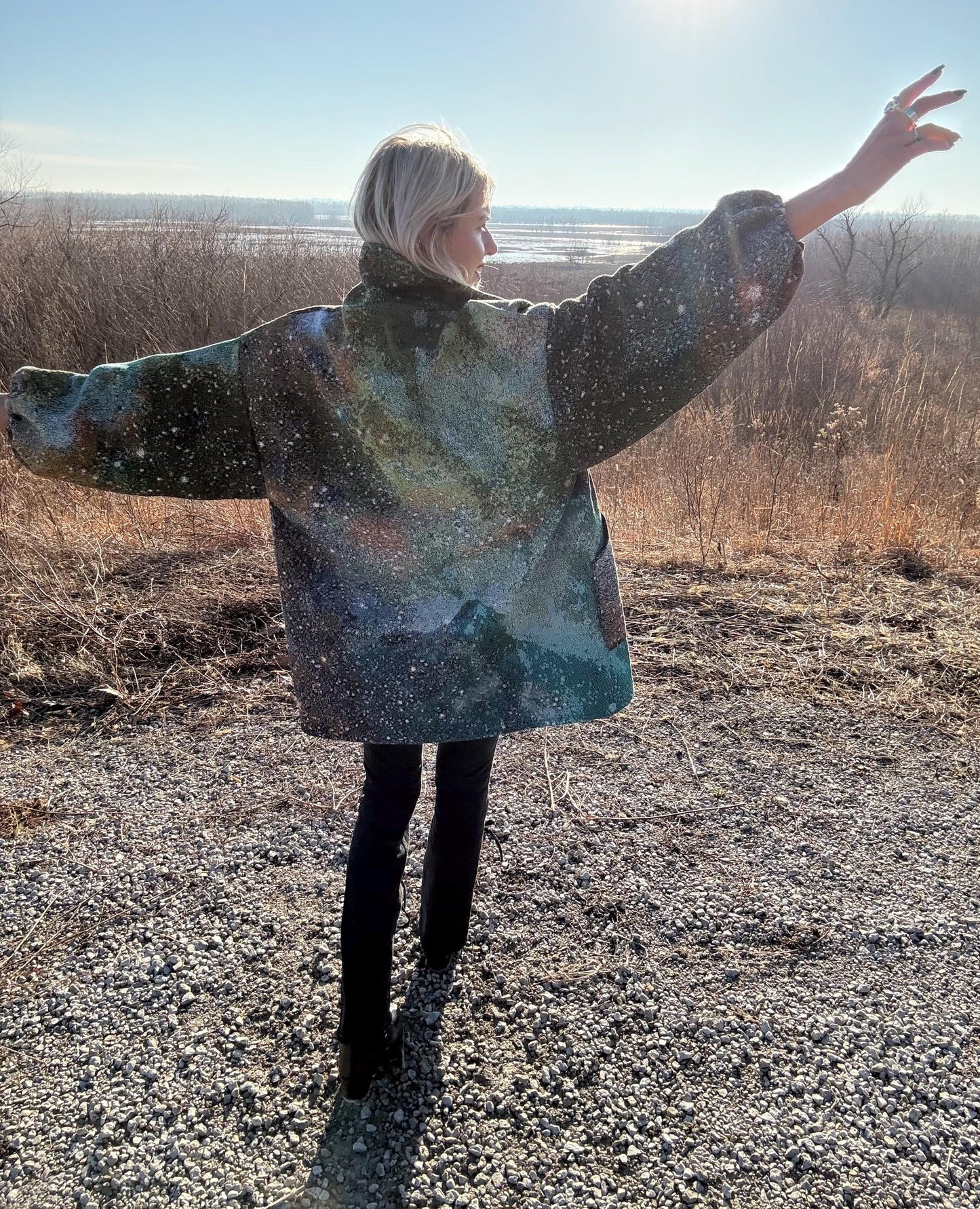 Green Intergalactic Stardust Blanket Jacket