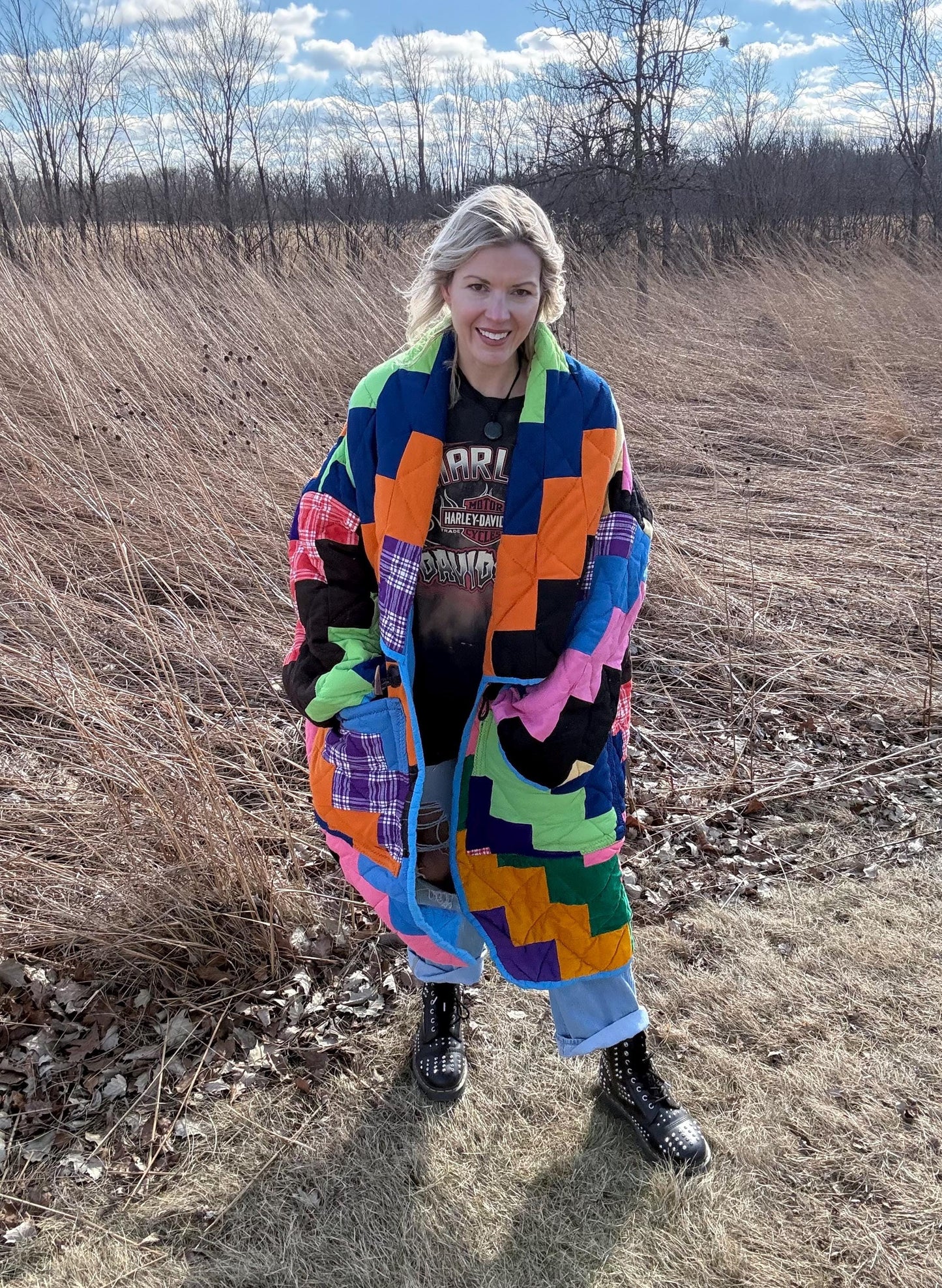 Rainbow Soul Patchwork Oversized Quilt Jacket