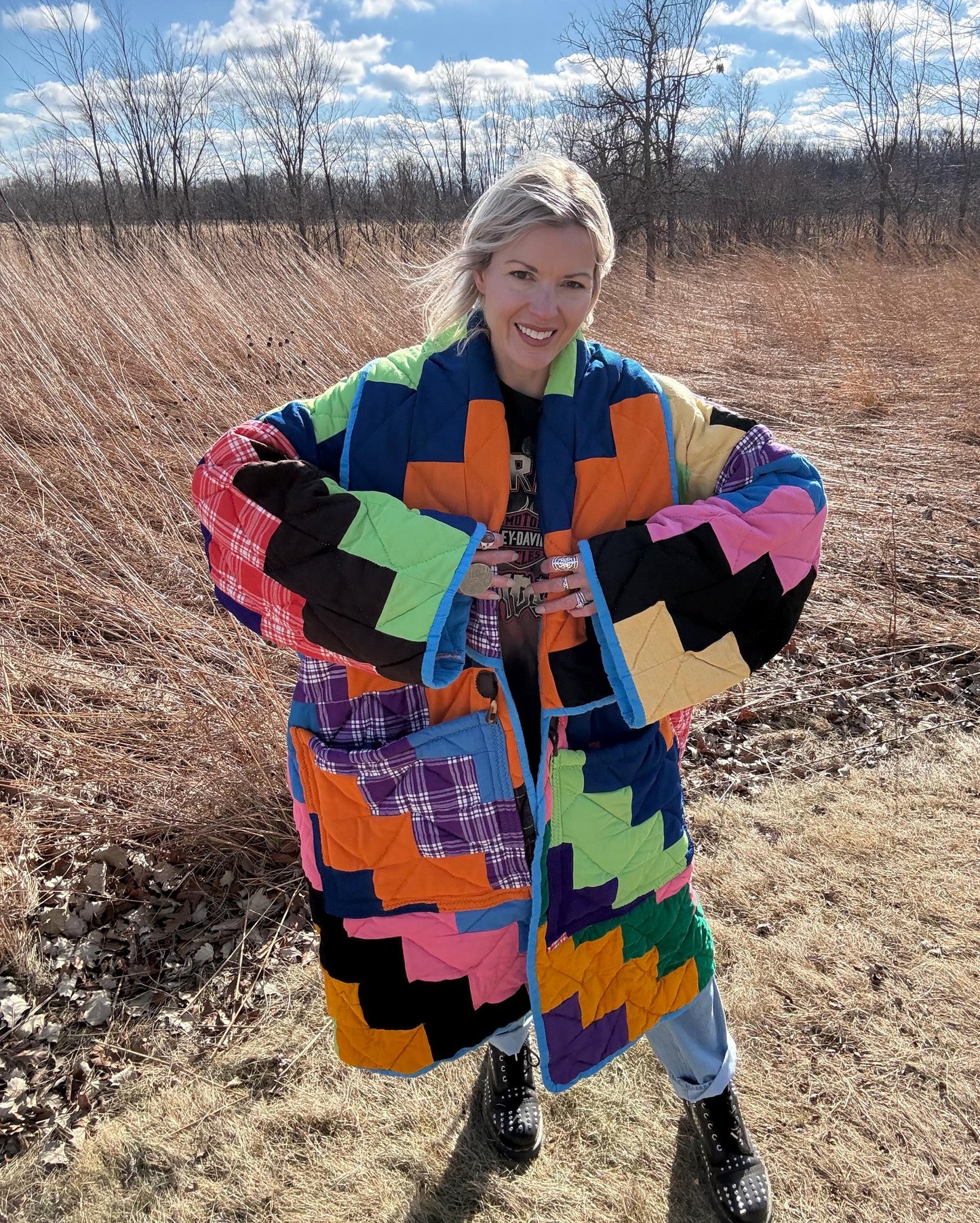 Rainbow Soul Patchwork Oversized Quilt Jacket