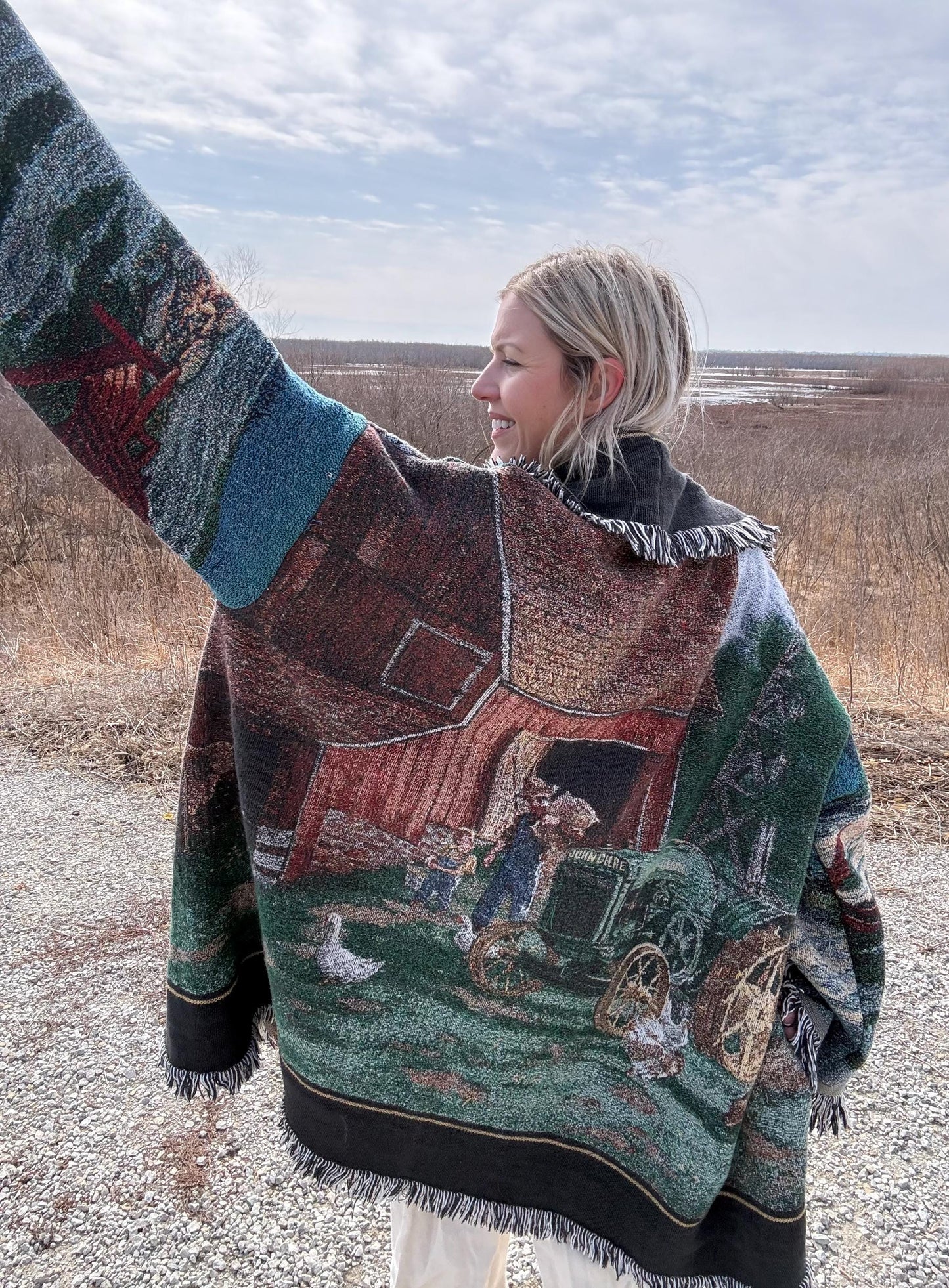 Simple Life Farm Ranch Oversized Fringe Blanket Coat