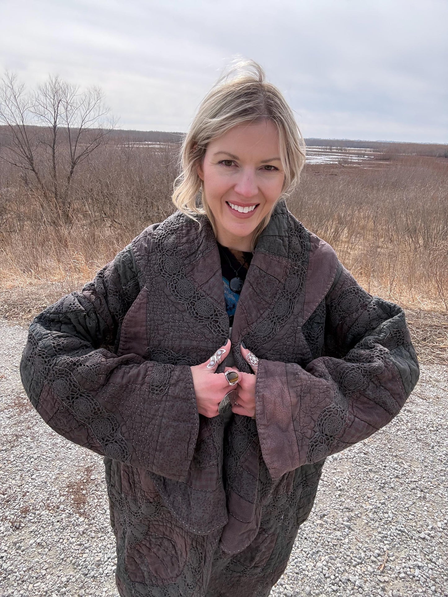 Smoke & Dreams Rugged Distressed Statement Quilt Coat