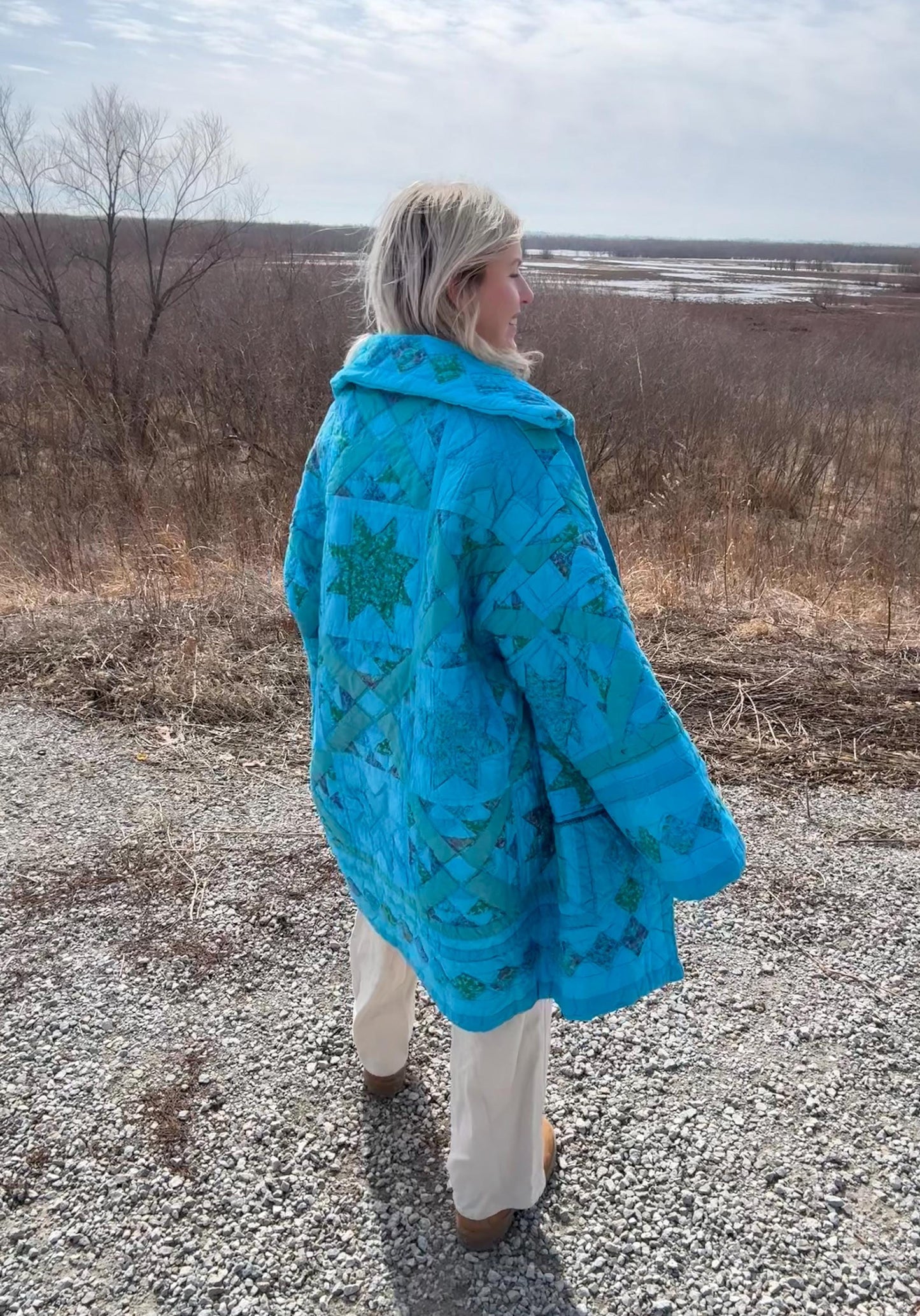 Carribean Waters Statement Quilt Coat