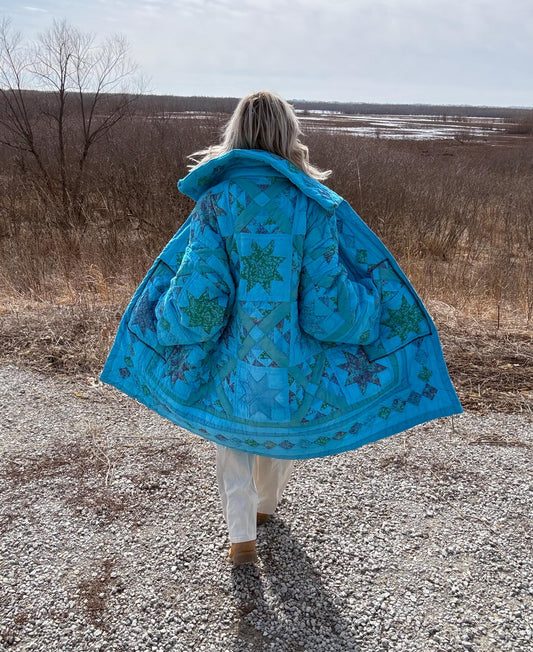 Carribean Waters Statement Quilt Coat