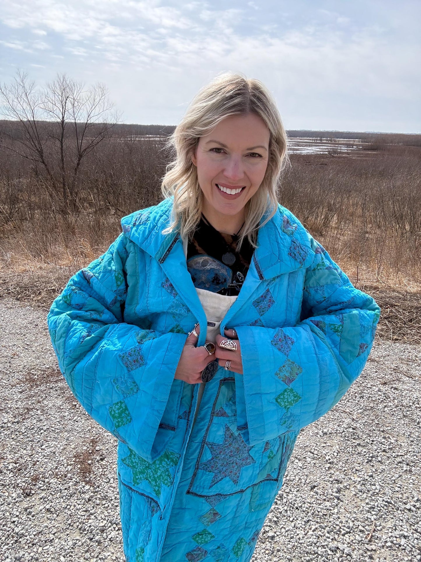 Carribean Waters Statement Quilt Coat