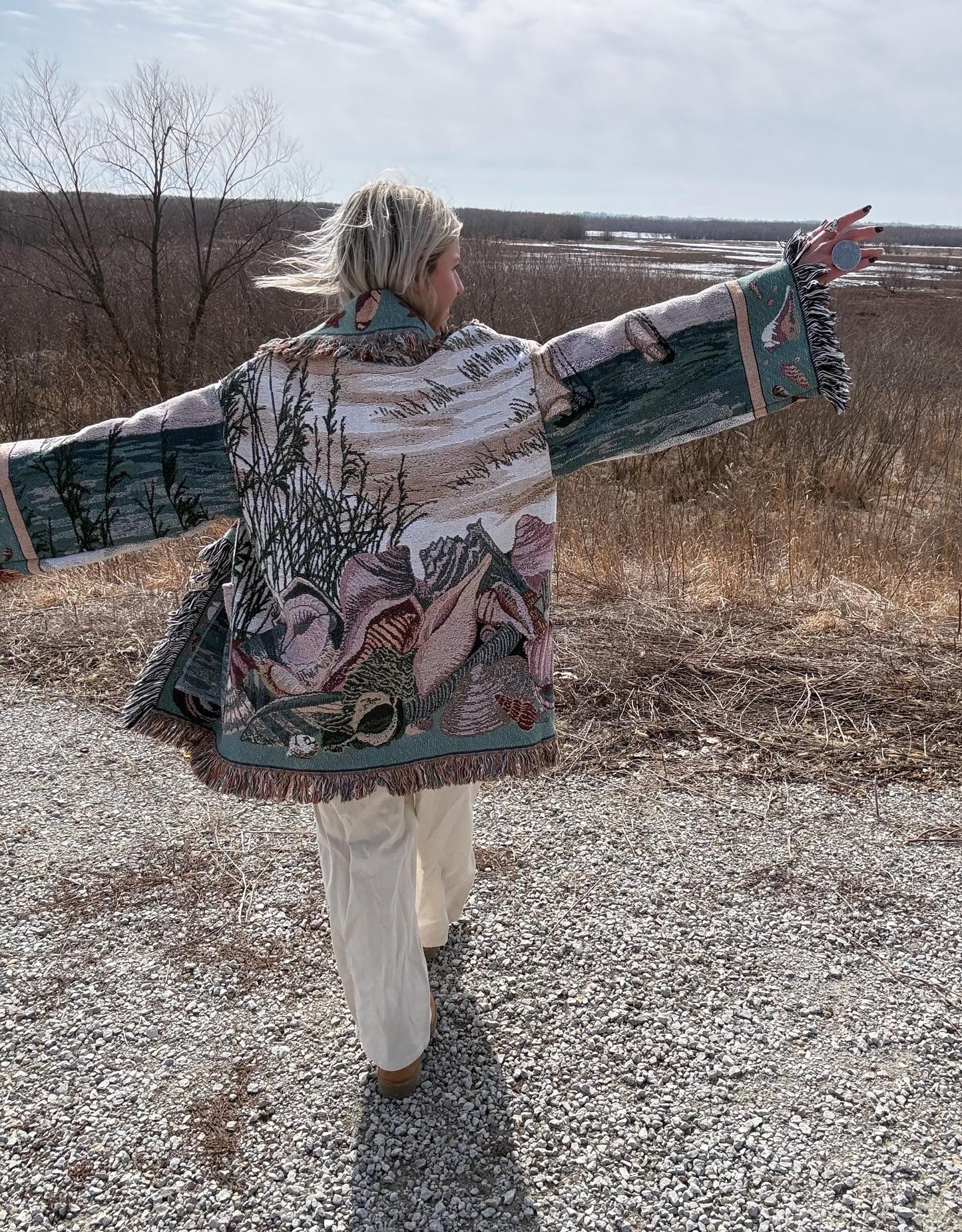 Boho Beach Babe Fringe Blanket Coat