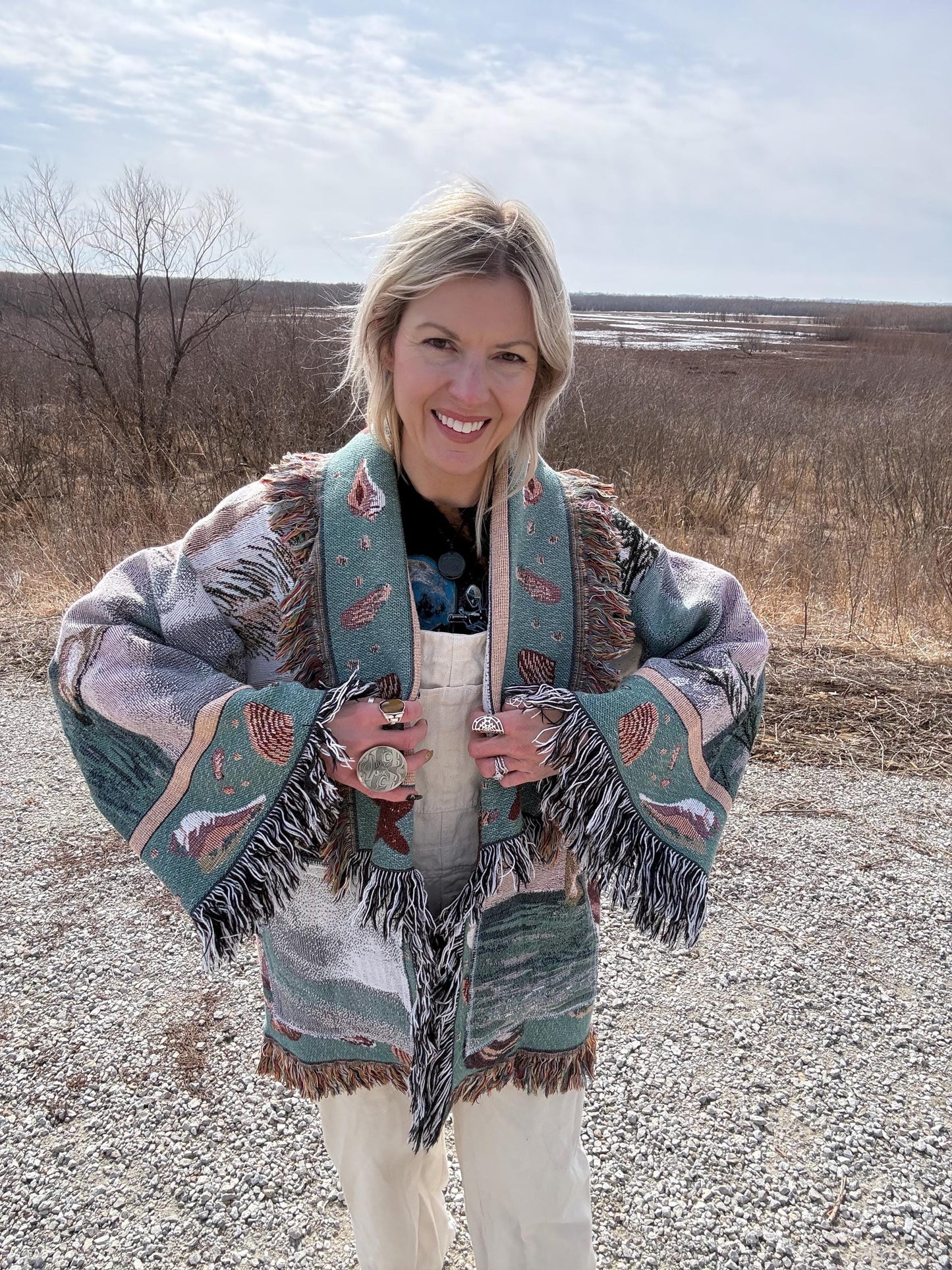 Boho Beach Babe Fringe Blanket Coat