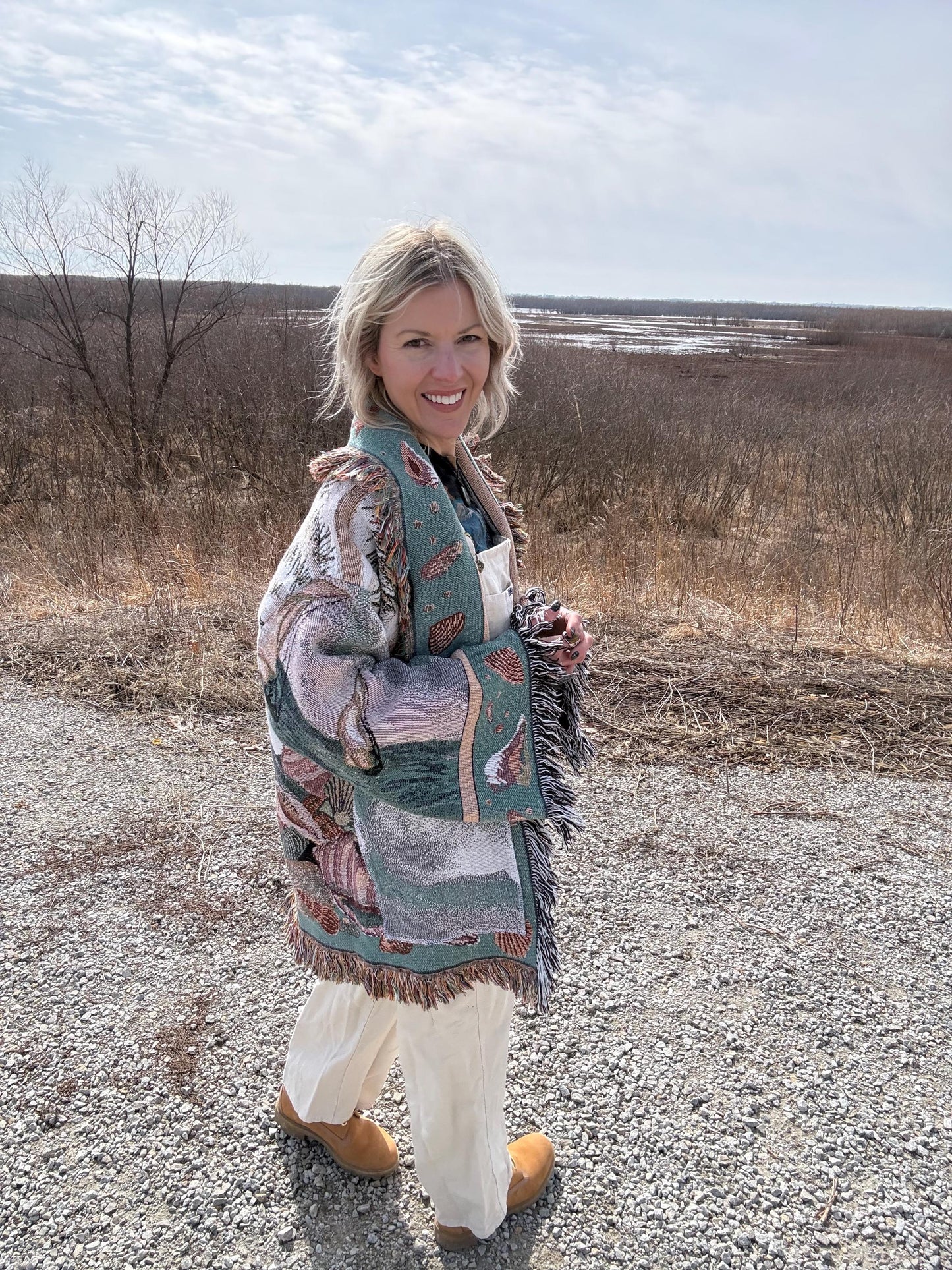 Boho Beach Babe Fringe Blanket Coat